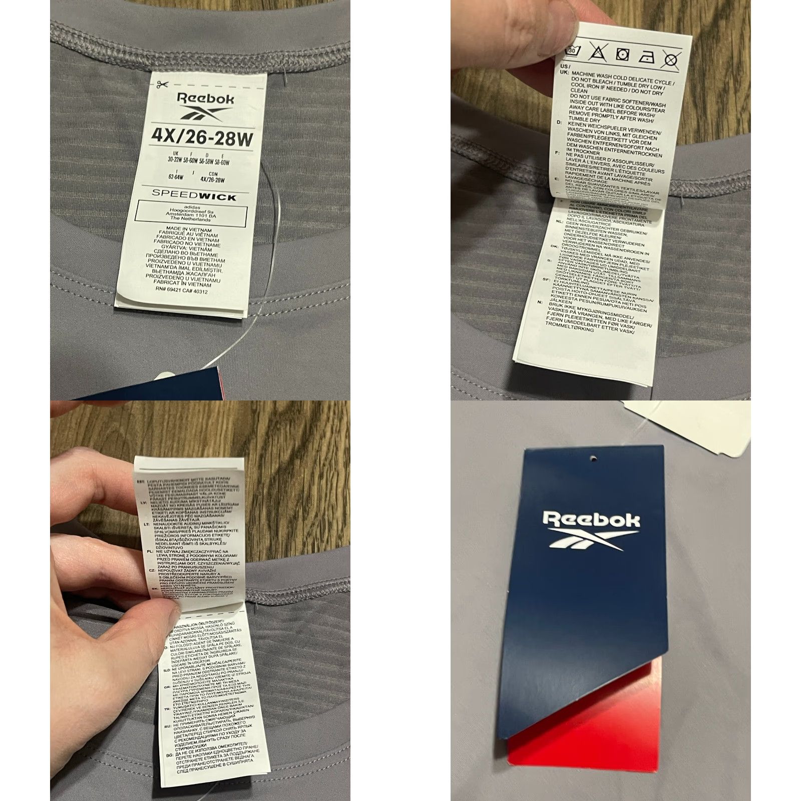 Reebok Reebok Tank Top, Women 4X, Gray, Speedwick, Sleeveless Size XXL / US 16-18 / IT 52-54 - 8 Thumbnail