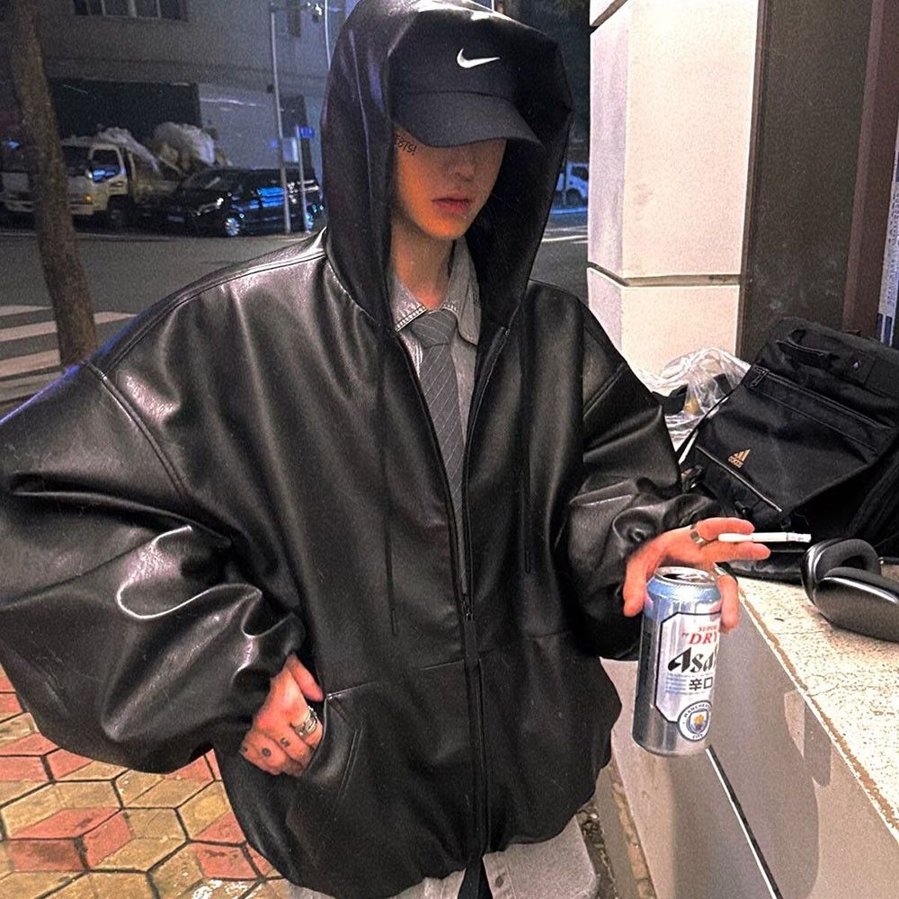 Japanese Brand × Vintage High Street Black Pu Leather Windbreaker Coat Size US XXL / EU 58 / 5 - 6 Thumbnail