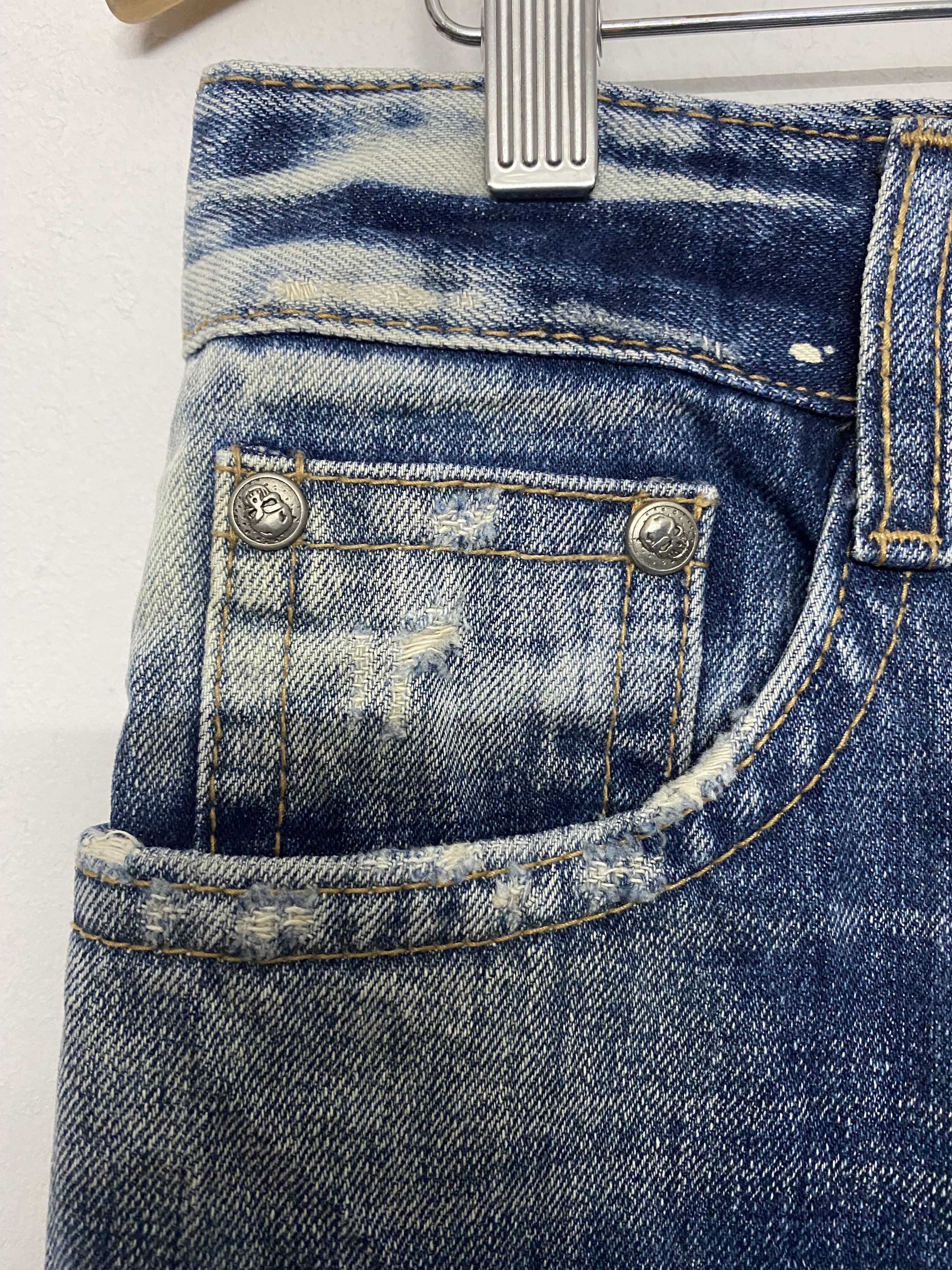 Vintage Cloud 72 Gothic Distressed Denim Jeans Ripped Skull Wing Size US 34 / EU 50 - 9 Thumbnail