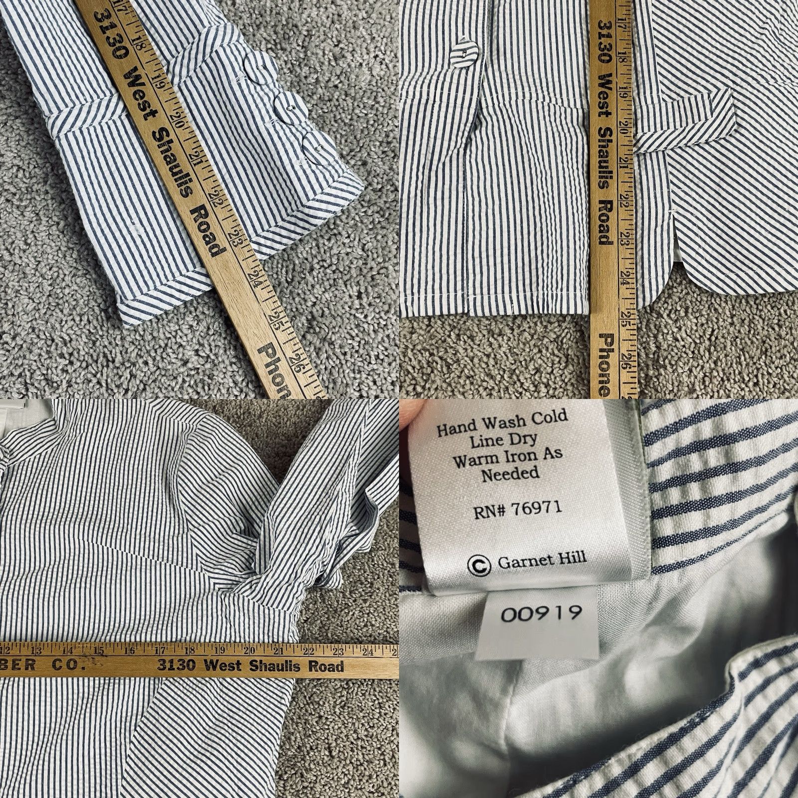 Vintage VINTAGE Garnet Hill Jacket Blazer Women’s 18 Seersucker Striped Cotton Blue White F509 Size XXL / US 16-18 / IT 52-54 - 8 Thumbnail