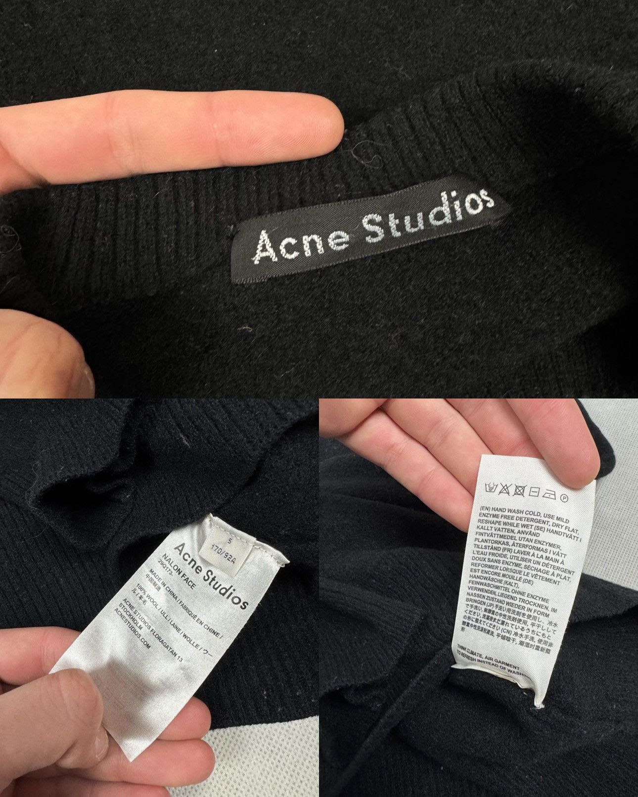 Acne Studios Acne Studios Nalon Face Black Wool Pullover Sweater S Size S / US 4 / IT 40 - 2 Thumbnail