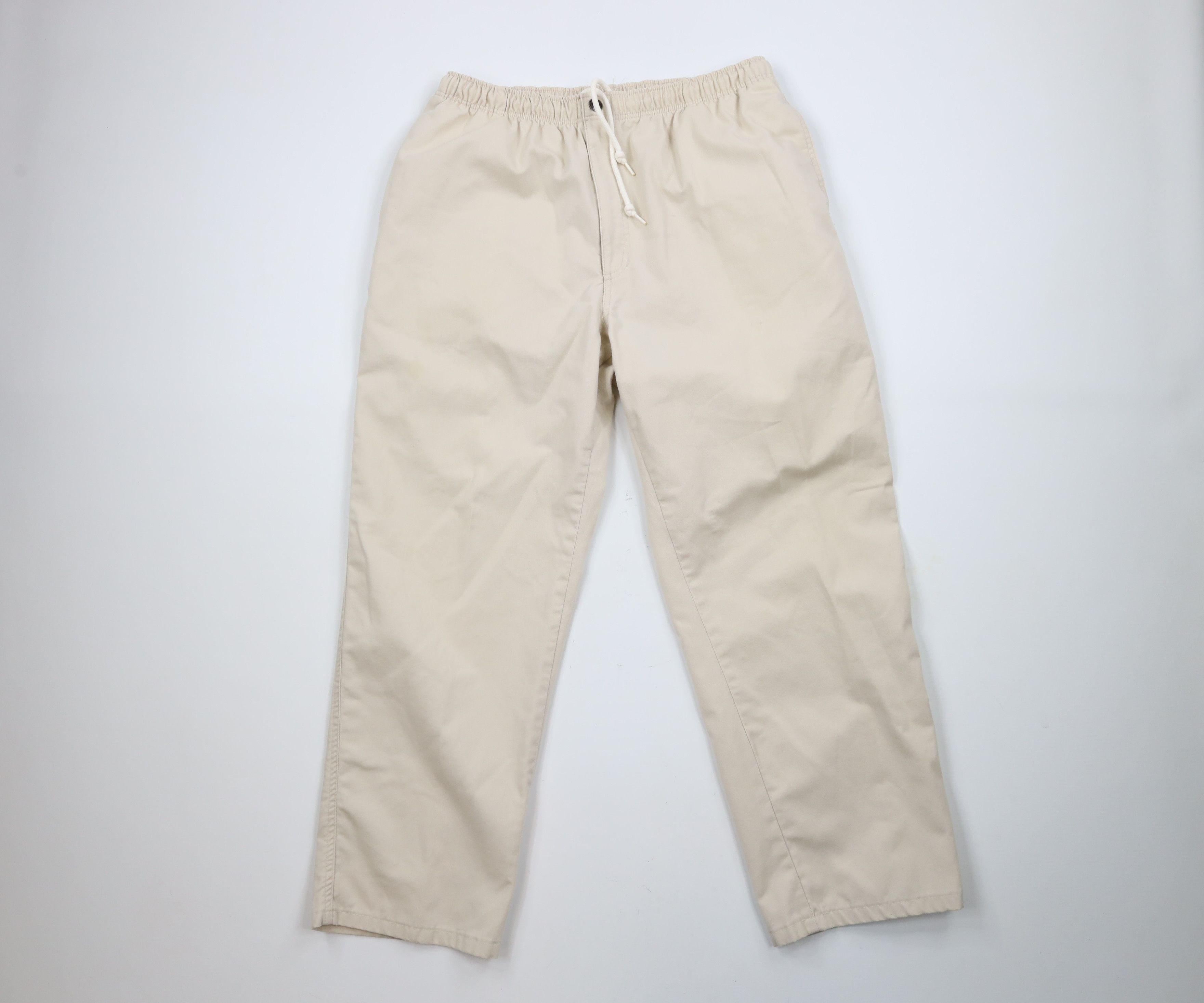 Lands' End × Vintage Vintage 90s Lands End Wide Leg Cotton Twill Pants Beige USA Size US 38 / EU 54 - 1 Thumbnail