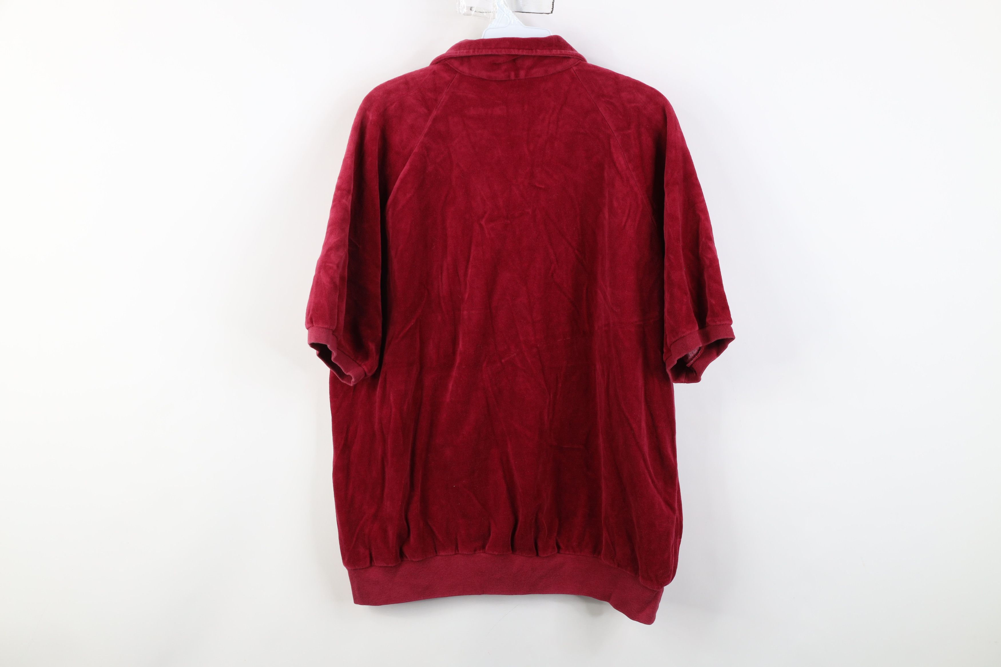 Vintage Vintage 70s Streetwear Velour Collared Pullover Polo Red USA Size US XL / EU 56 / 4 - 11 Thumbnail