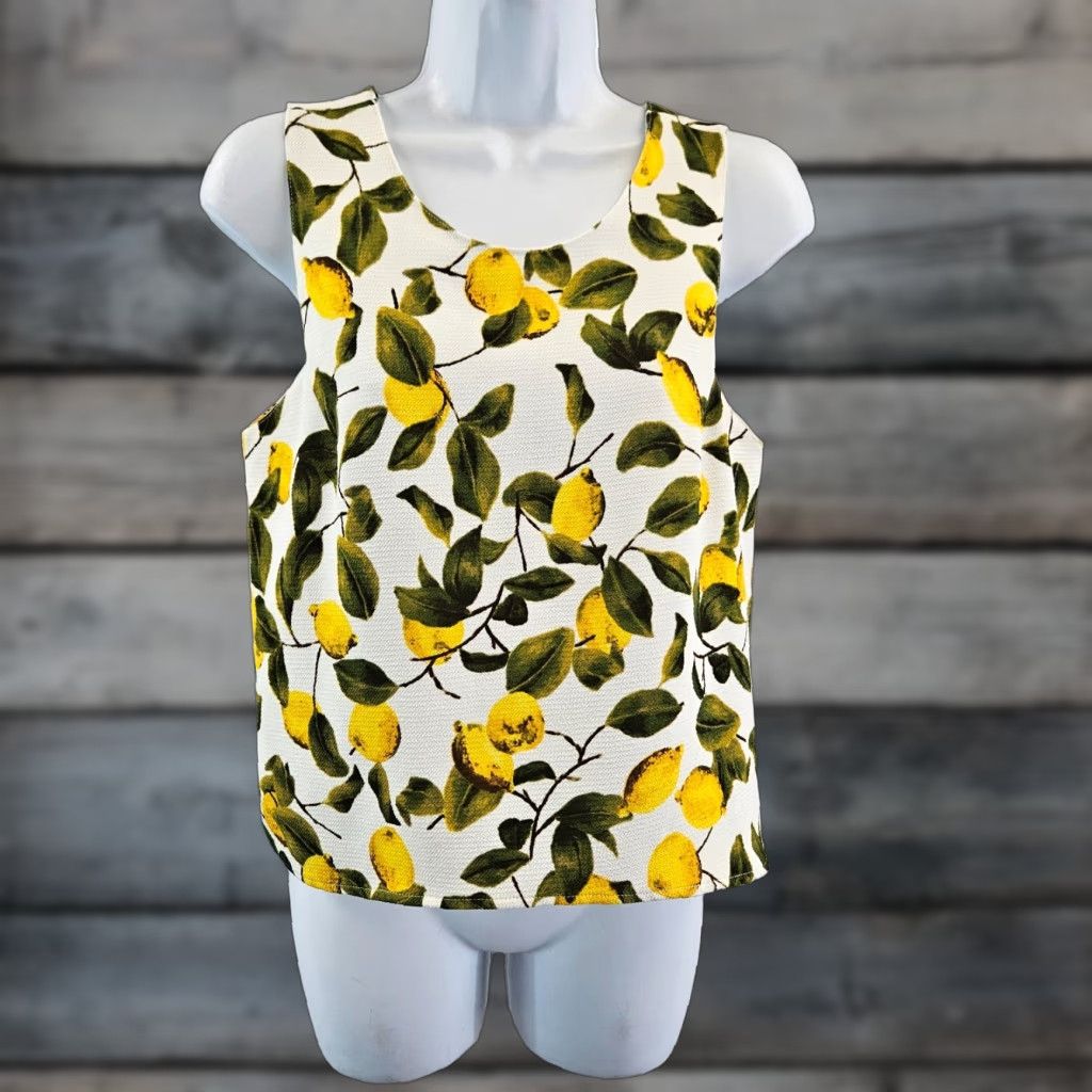 Zara Zara Womens Top Tank Sleeveless S Green Yellow Lemon Print Multicolor 21" Length 17" Width Womens Size S / US 4 / IT 40 - 1 Thumbnail