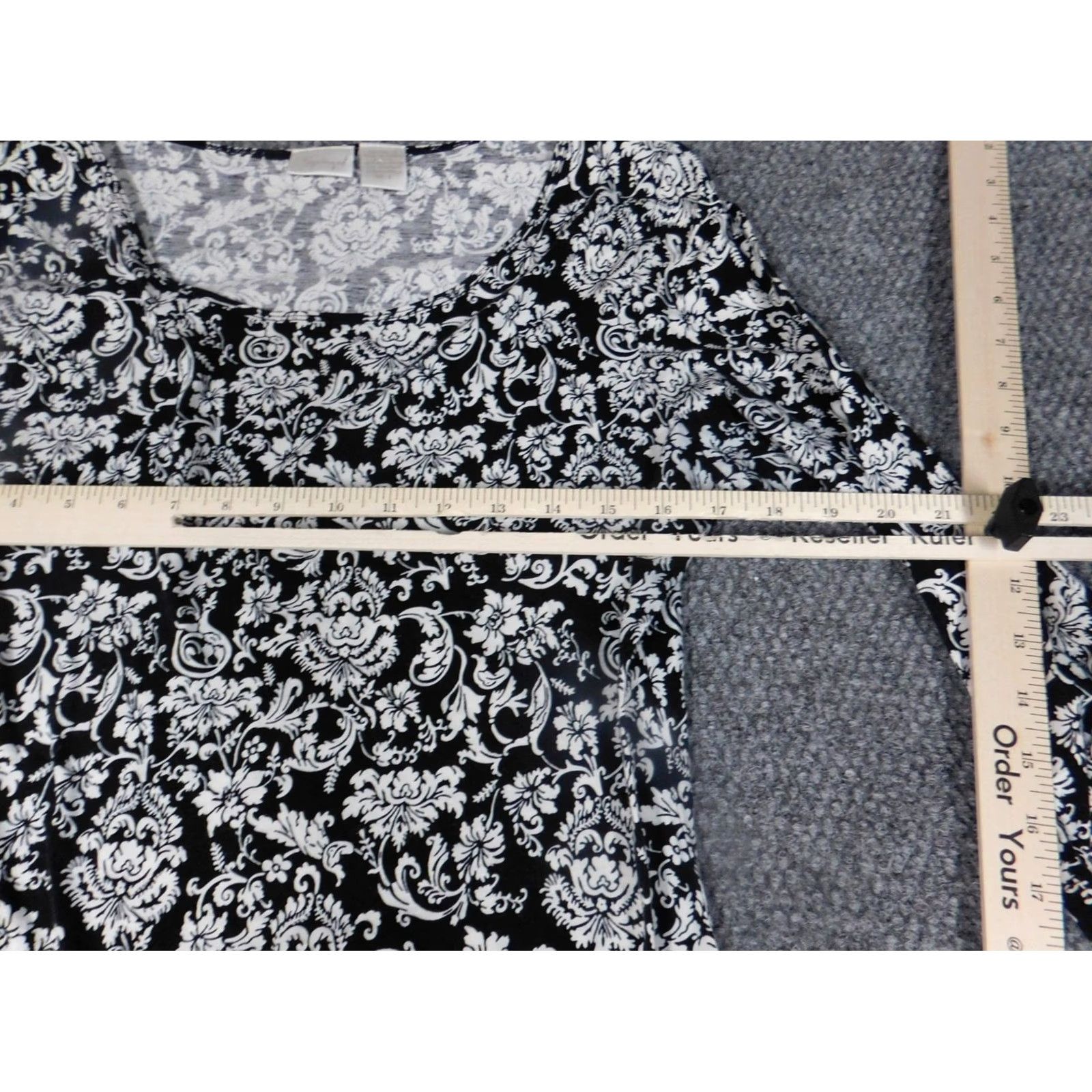 Vintage Spiegel Blouse Womens L Black Floral Round Neck Long Sleeve Pullover Cotton Rayon Bell Sleeve Ruffle Casual Basic Classic Stretch Size L / US 10 / IT 46 - 4 Thumbnail