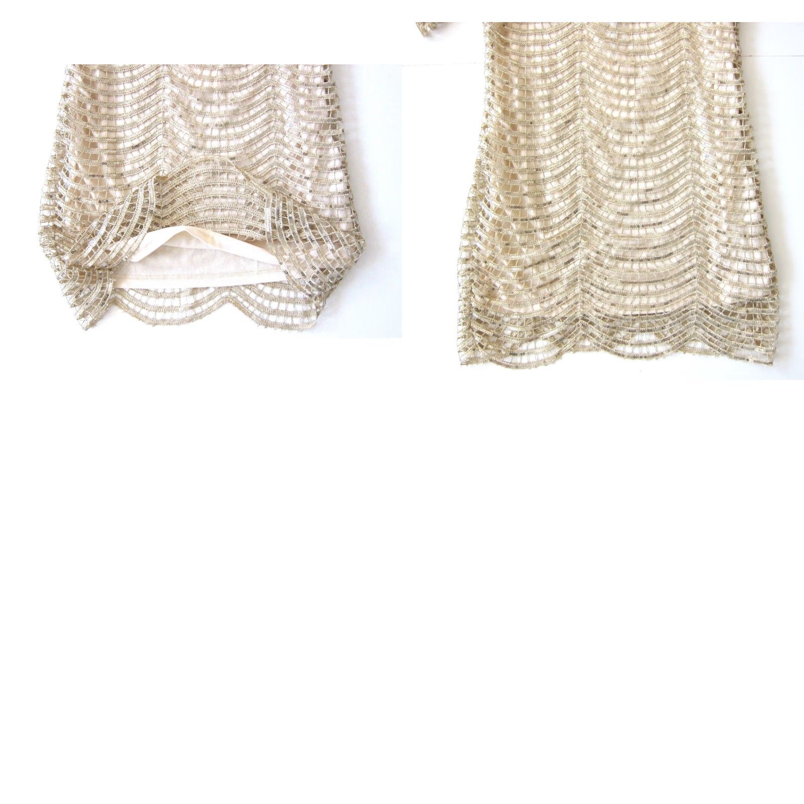 Vintage NWT Haoduoyi Gold Sequin Beaded Short Sleeve Open Back Tunic Dress Small Dress Size 28" / US 6 / IT 42 - 8 Thumbnail