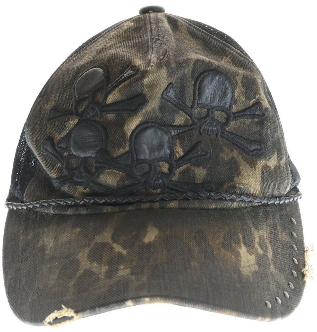If Six Was Nine Roen Skull Leopard patch studded mesh cap hat Size ONE SIZE - 1 Thumbnail