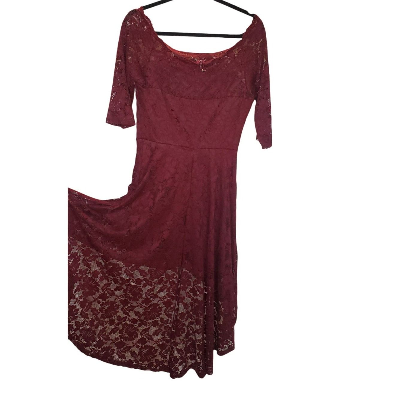 Other Muadress Burgundy Lace Off Shoulder High Low Dress Size L Size L / US 10 / IT 46 - 2 Thumbnail