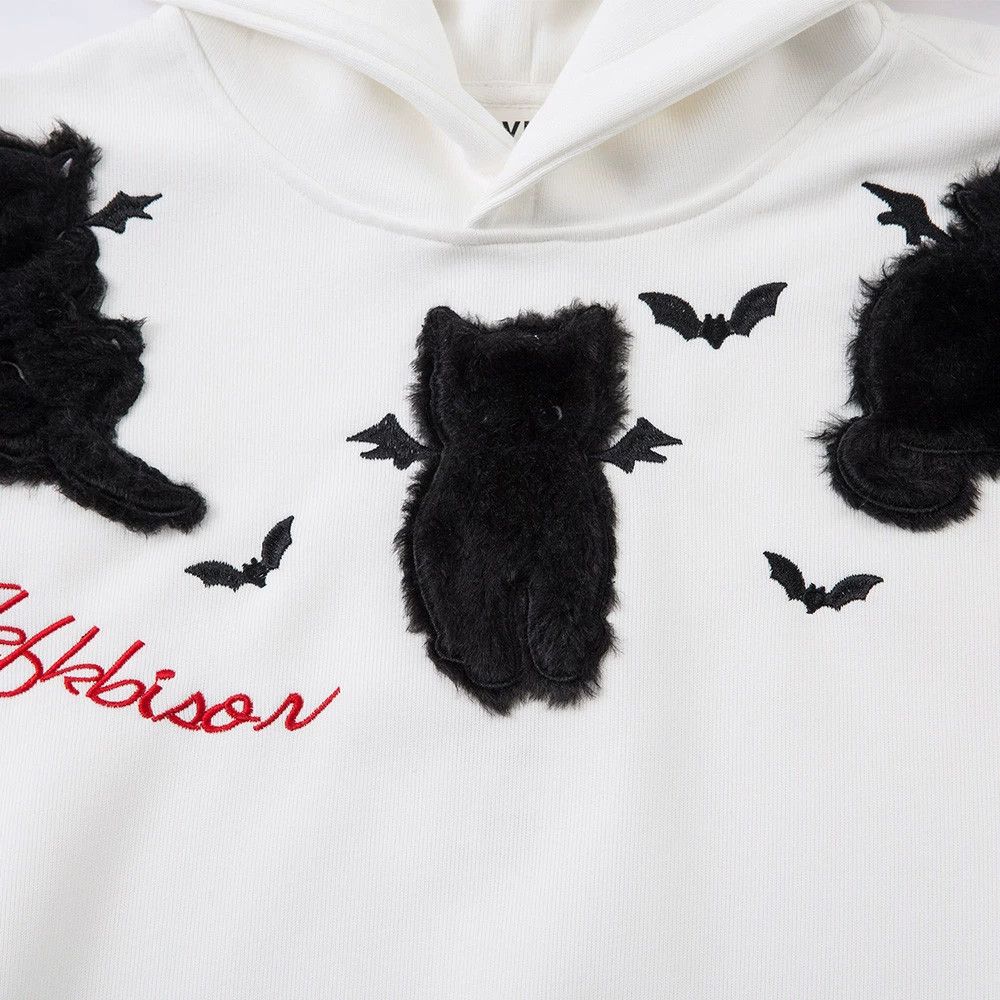 Vintage Cartoon embroidered kitten hoodie casual loose men's Size US M / EU 48-50 / 2 - 3 Thumbnail