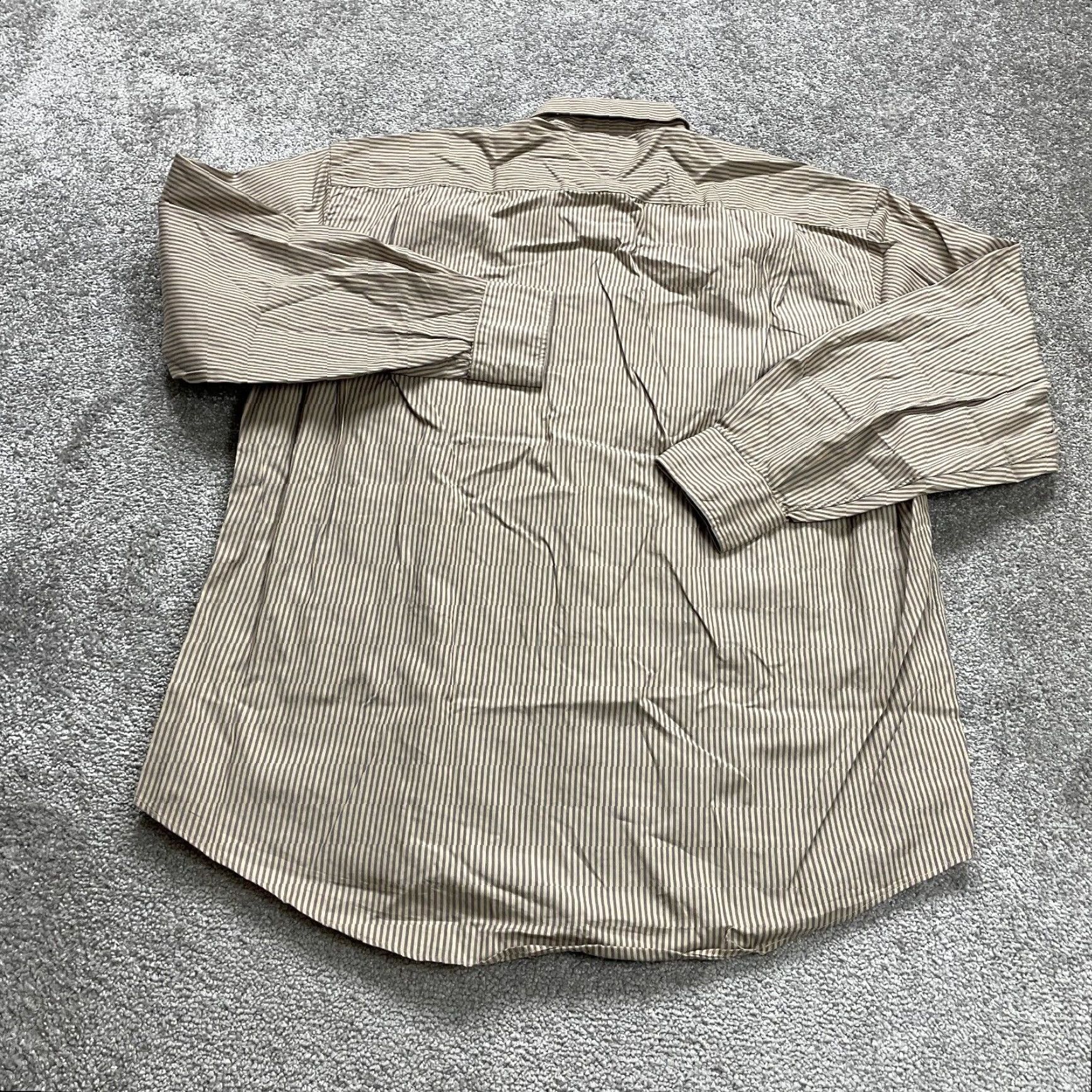 Nordstrom NORDSTROM Dress Shirt Brown Striped Button-Up Long Sleeve 34 Regular Mens Size XXS / US 00 / IT 34 - 2 Thumbnail