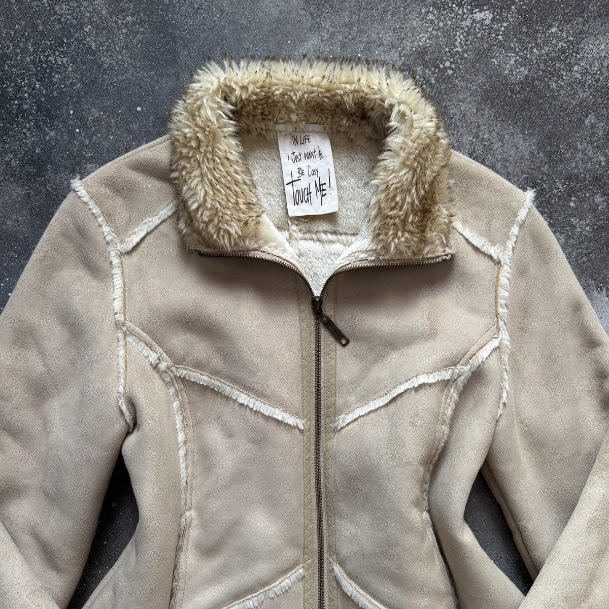 River Island River Island Y2K Faux Fur Sheepskin/Shearling Style Jacket Size L / US 10 / IT 46 - 4 Thumbnail