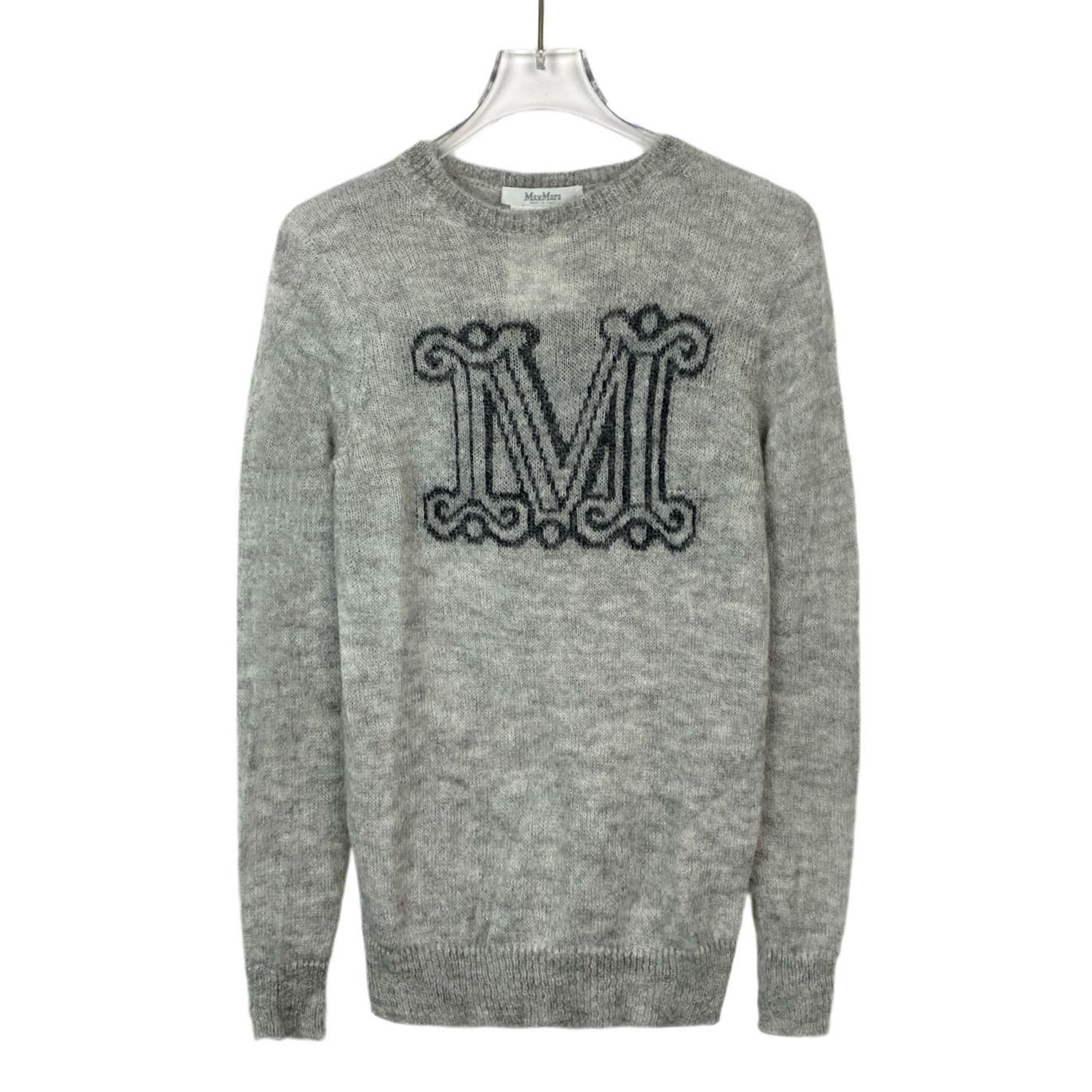 Max Mara Max Mara Womens Gray Wool & Angora Blend Sweater With Black Size XS / US 0-2 / IT 36-38 - 1 Thumbnail