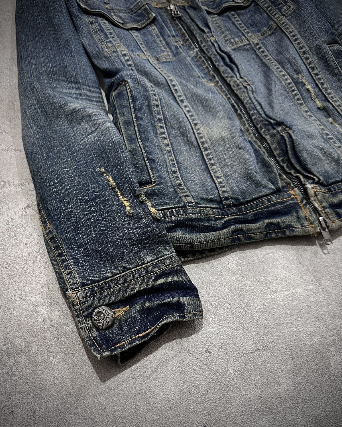 JACKROSE Jackrose Damaged Denim Biker Jacket Size US M / EU 48-50 / 2 - 3 Thumbnail