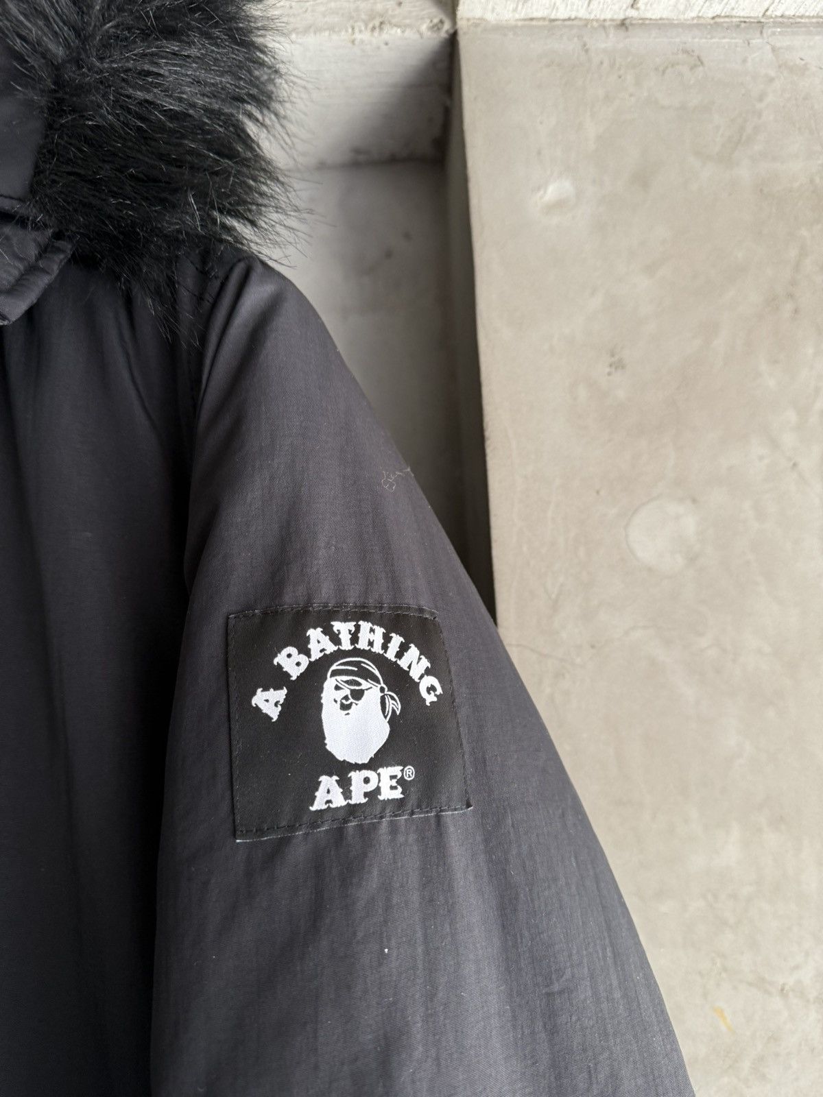 Bape A BATHING APE BLack Fur Hooded Down Jacket Size US M / EU 48-50 / 2 - 5 Thumbnail