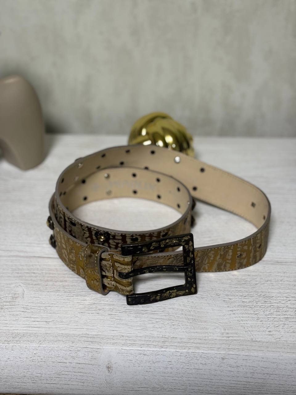 POST ARCHIVE FACTION (PAF) VTG Cowboy Style Leather Belt Gold Y2K 00s USA Hype Trend Size ONE SIZE - 11 Thumbnail