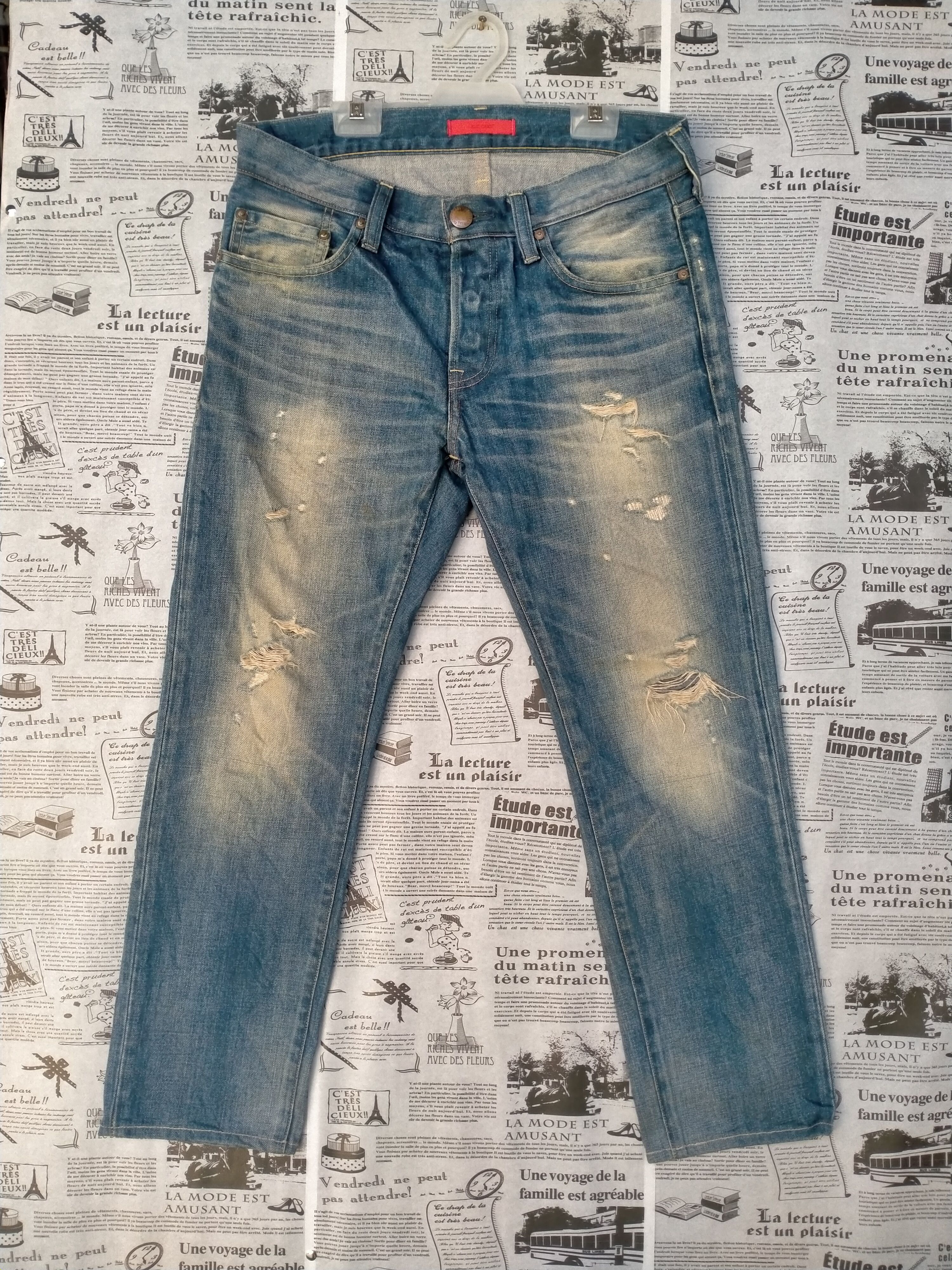 Japanese Red Card Distressed Jeans