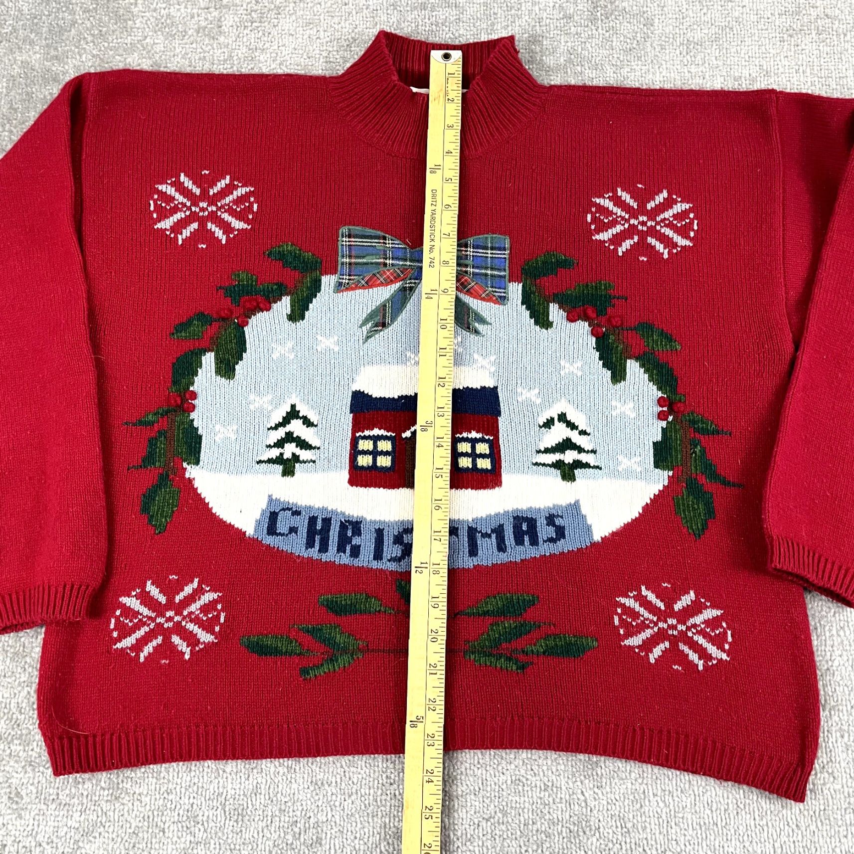Vintage KAREN SCOTT Sweater Women Large Red Angora Blend Mock Neck Christmas Holiday Casual Workwear Knit Pullover Size L / US 10 / IT 46 - 4 Thumbnail