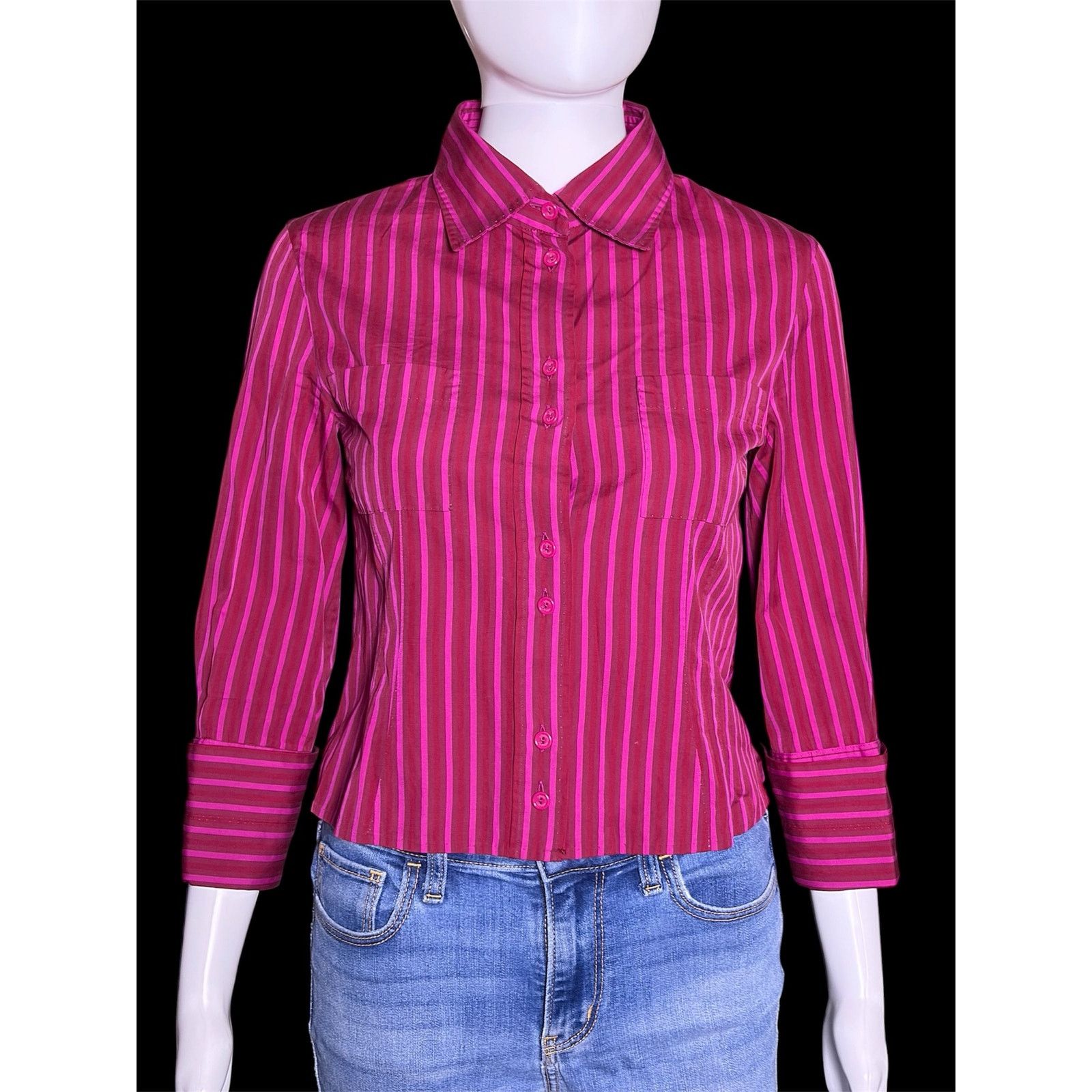 Louis Vuitton Y2K Louis Vuitton Magenta Pink and Red Button Down Blouse Size S / US 4 / IT 40 - 3 Thumbnail