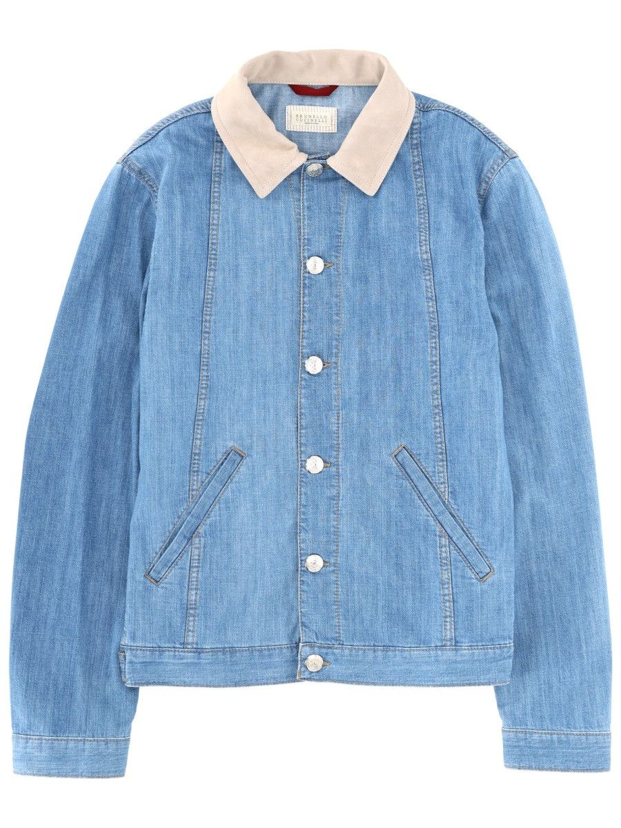 Brunello Cucinelli BRUNELLO CUCINELLI DENIM JACKET - DENIM (IT 48) Size US M / EU 48-50 / 2 - 1 Thumbnail