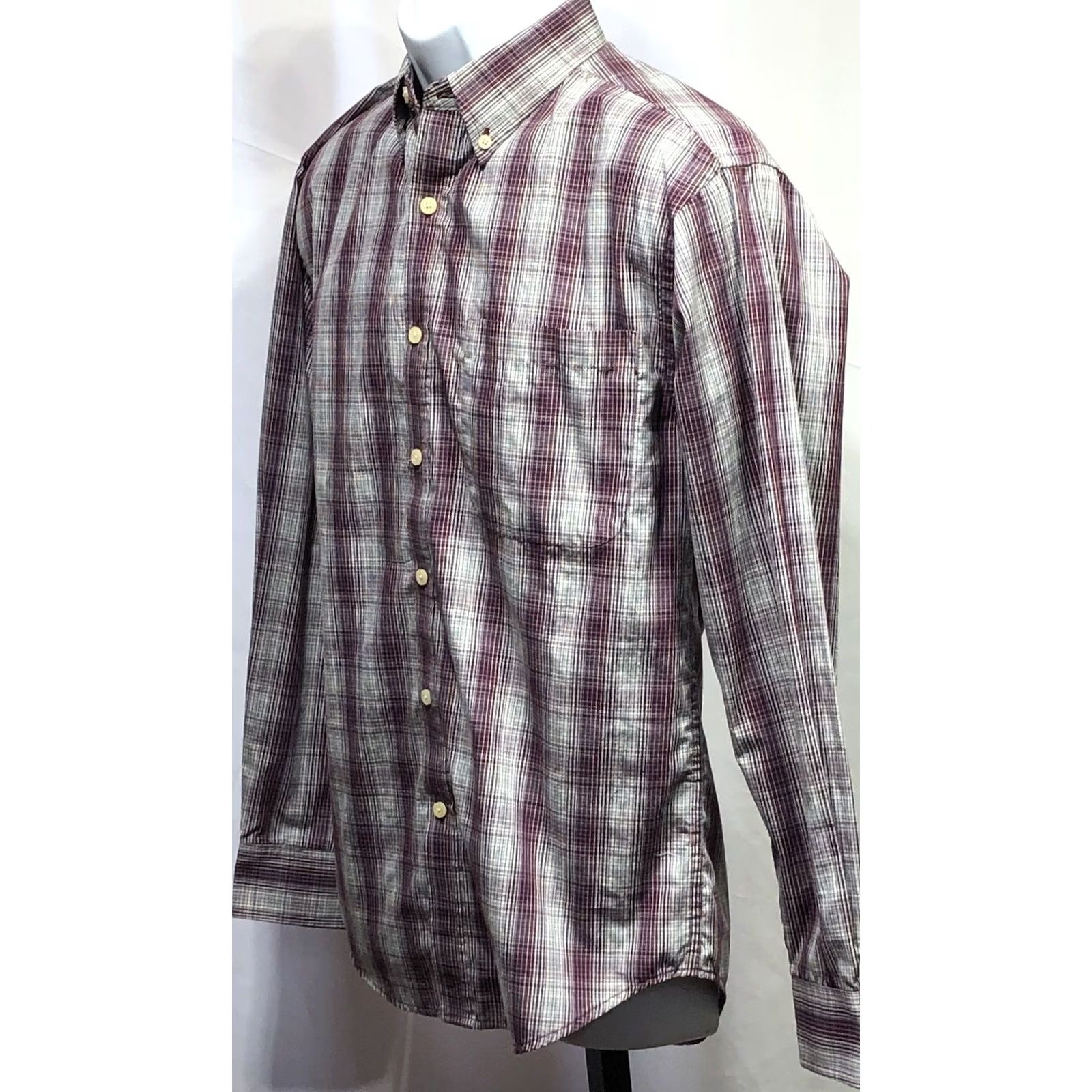 Vintage Puritan Button-Up Oxford Shirt S Purple Plaid Long Sleeve Pocket Western Office Men Size US S / EU 44-46 / 1 - 2 Thumbnail