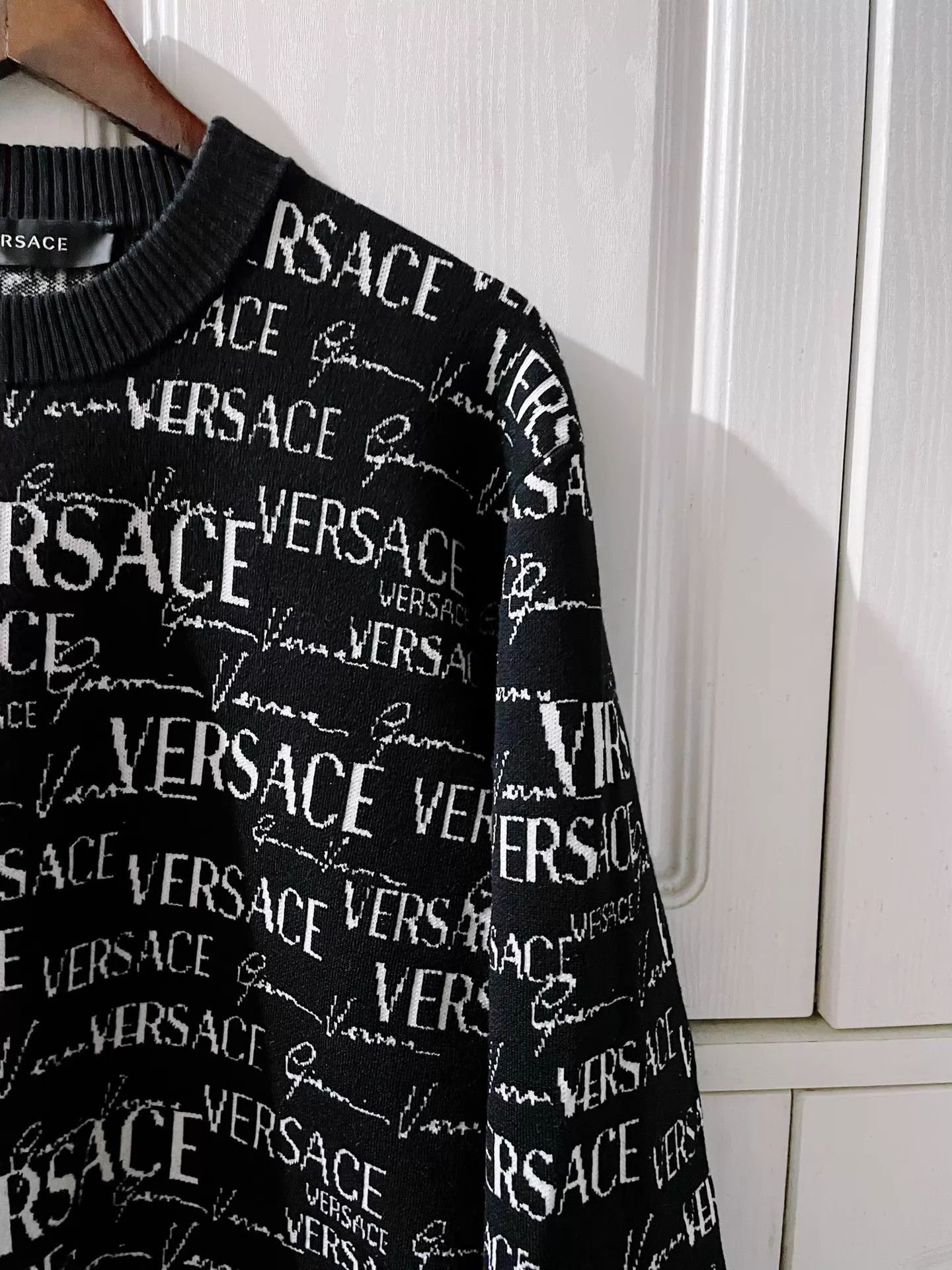 Versace Versace Runway Intarsia Logo Crewneck Wool Sweatshirt XL Size US L / EU 52-54 / 3 - 4 Thumbnail