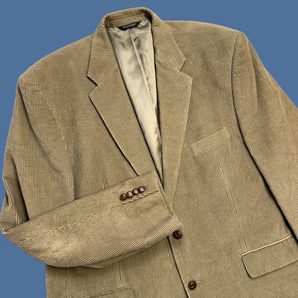 Ralph Lauren Ralph Lauren Blazer Jacket Mens 48L Brown Corduroy Sport Coat Academia Professor Blazer Notch Lapel Single-Breasted 2-Button Front Long Coat/Jacket Size 48R - 1 Thumbnail