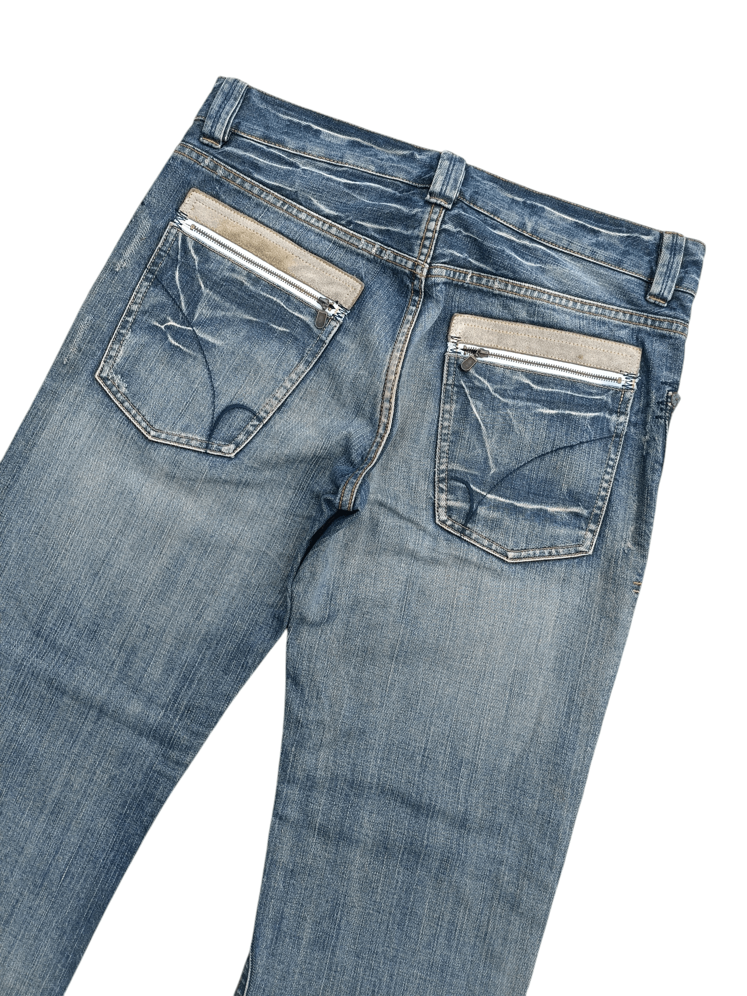 Japanese Brand × Vintage FYEE 💥 Back Number Distressed Whiskers Faded Denim Size US 34 / EU 50 - 13 Thumbnail