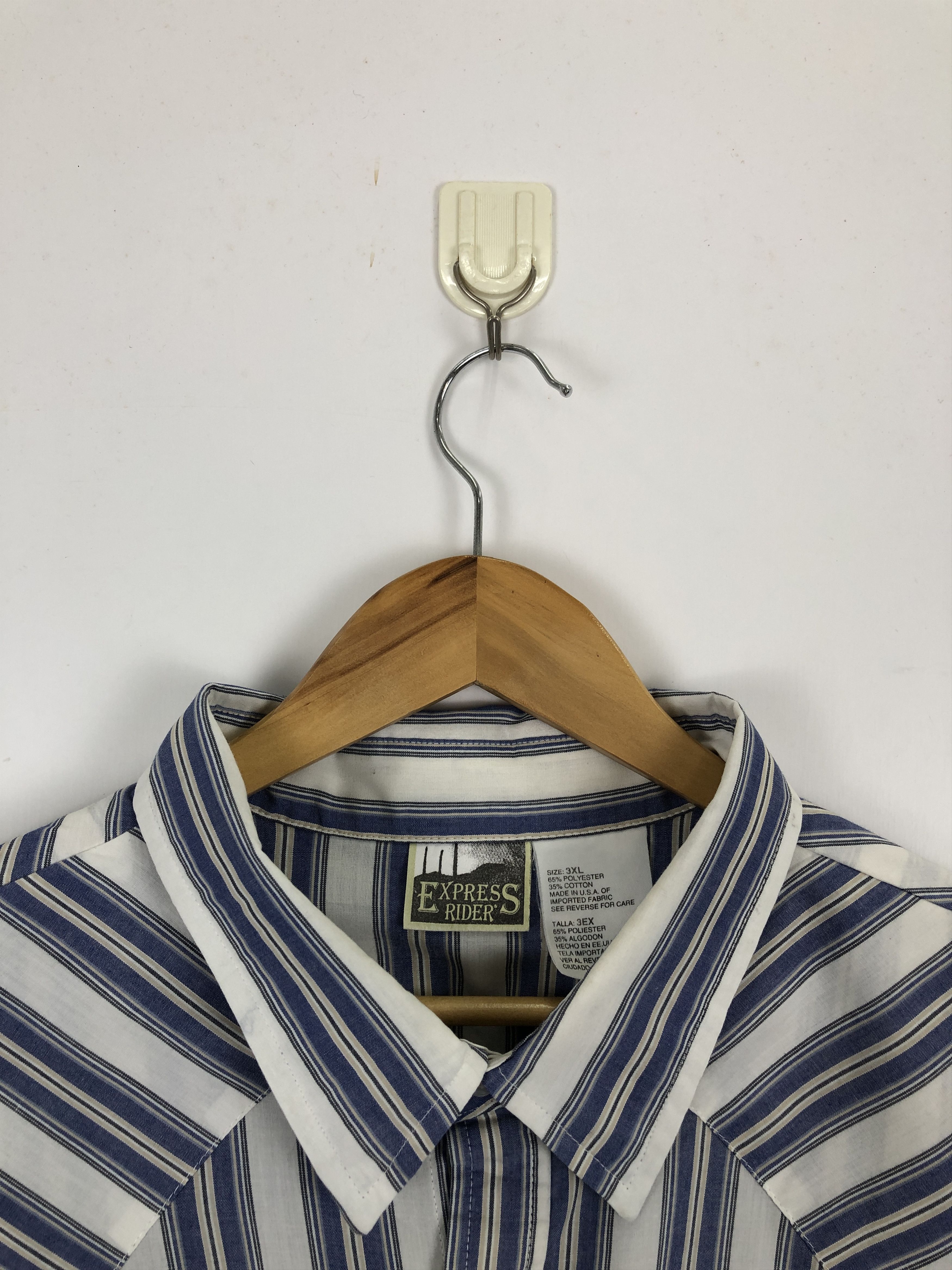 Japanese Brand × Vintage Vintage Japanese Brand Striped Button Up Denim Shirt TA0462 Size US XXL / EU 58 / 5 - 9 Thumbnail