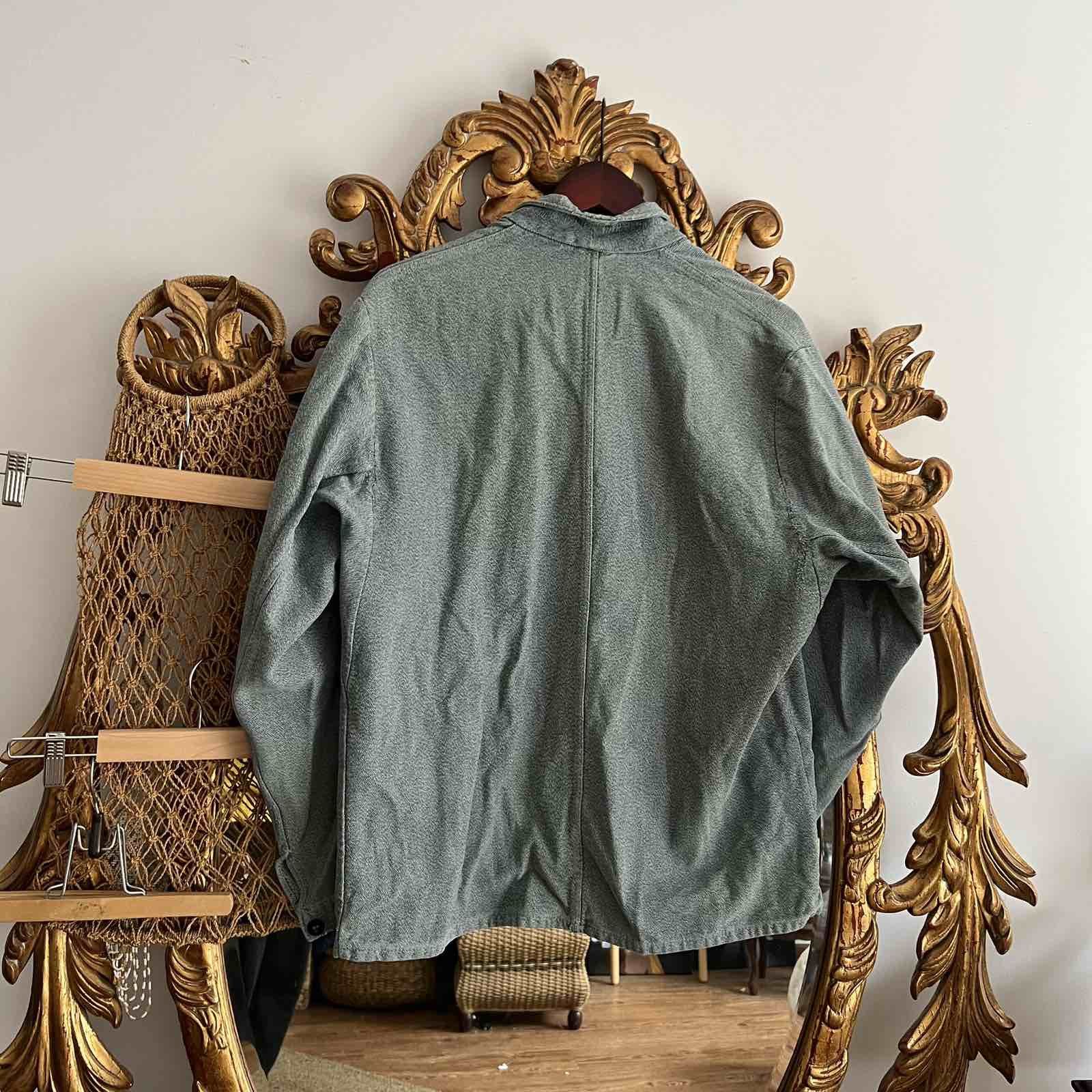 Vintage 60s Faded Vintage French Distressed Workwear Chore Jacket Size US L / EU 52-54 / 3 - 3 Thumbnail