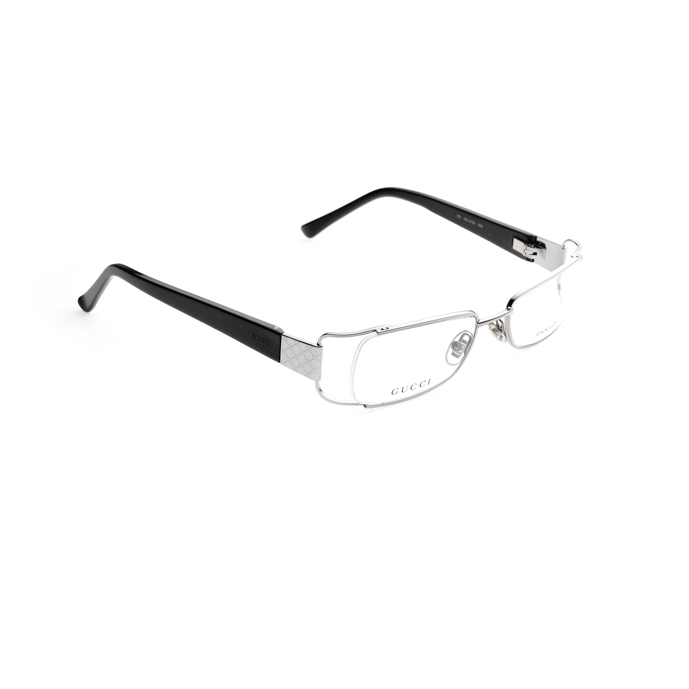 Gucci Gucci '00s Black & Silver Monogram Rectangular Glasses Size ONE SIZE - 1 Thumbnail