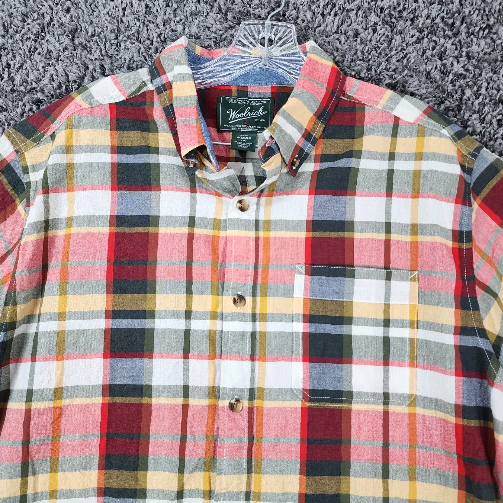 Vintage Woolrich Shirt Men L Short Sleeve Button-Up Plaid Red Green Woolrich Plaid Shirt 90s? (Adjusting: but no new details) Size US 33 - 4 Thumbnail