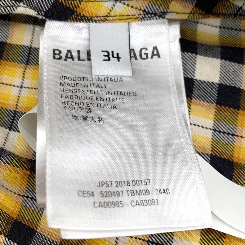 Balenciaga Balenciaga size 34 Yellow logo-lettered plaid cotton long- Size XS / US 0-2 / IT 36-38 - 7 Thumbnail