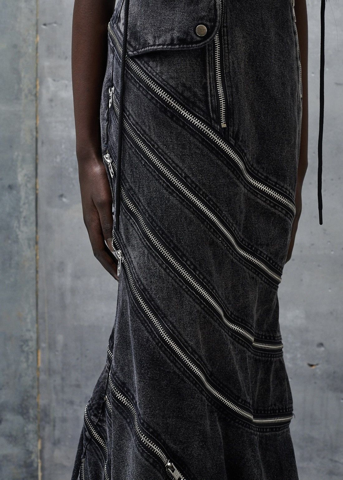 No Faith Studios NO/FAITH STUDIOS denim Gown S Black Zipped faded hooded 4.6k Size S / US 4 / IT 40 - 8 Thumbnail