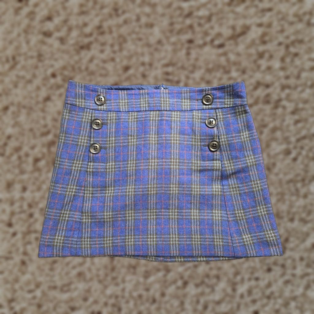Gap Gap Skirt Women 10 Blue Wool Lined Plaid Button Mini Casual Preppy Size 32" / US 10 / IT 46 - 1 Thumbnail