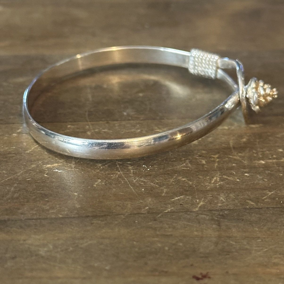 Vintage Vintage 925 silver rose and rope hook bangle bracelet Size ONE SIZE - 5 Thumbnail