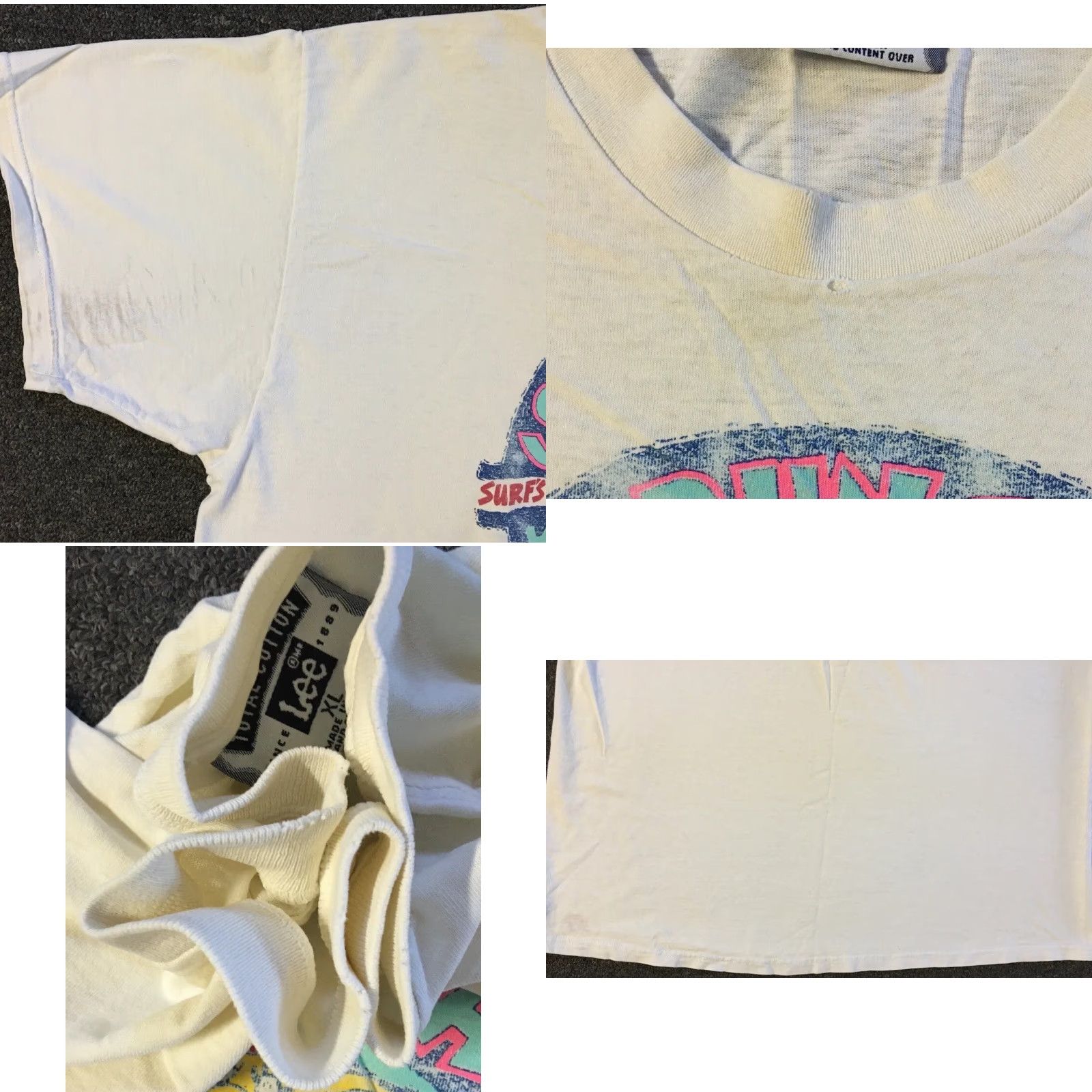 Vintage VINTAGE 90s Cowabunga Cafe Faded Distress Shirt XL White Harley Davidson Santa Cruz Graphic Tee Mens Size US XL / EU 56 / 4 - 8 Thumbnail