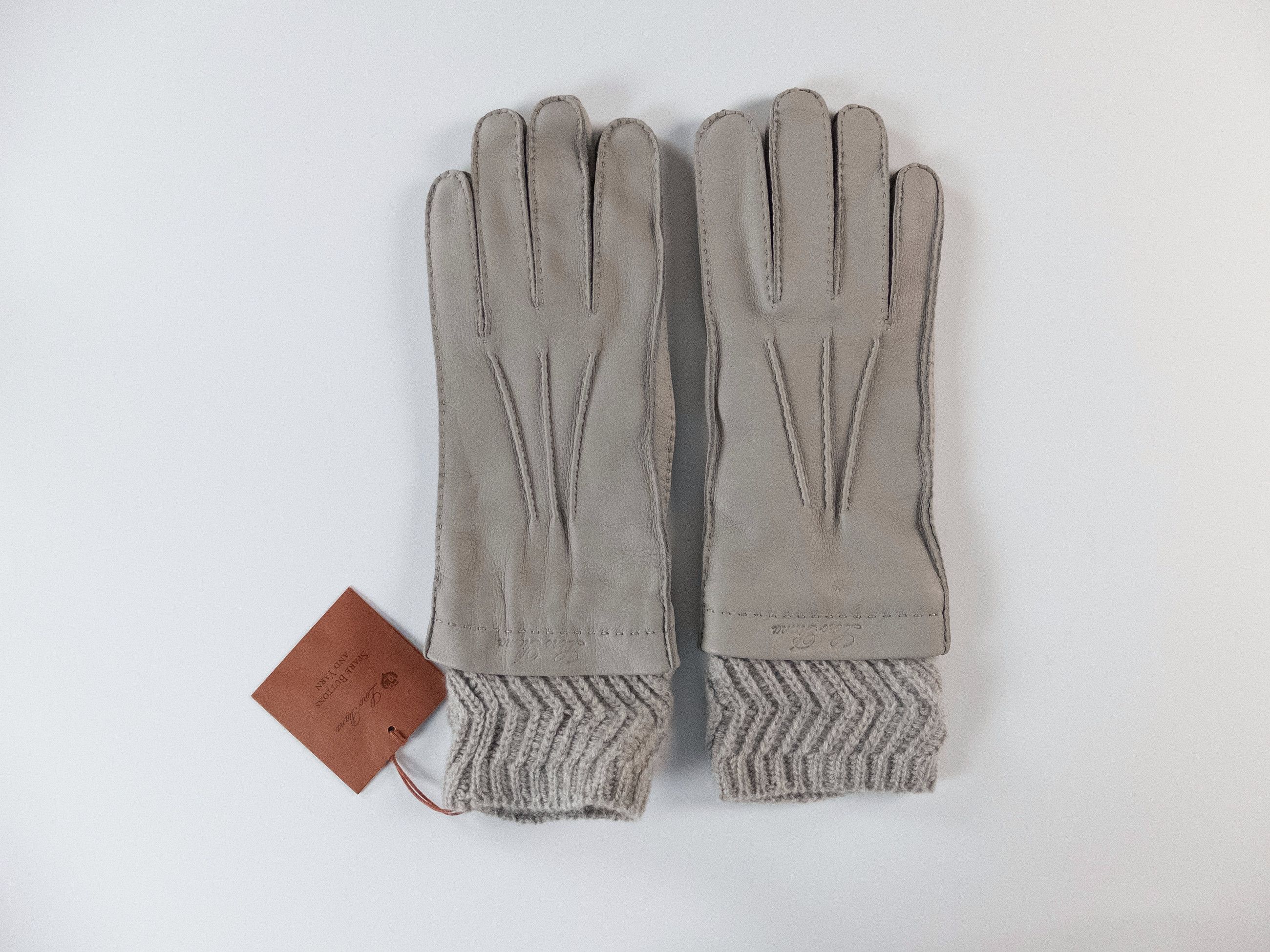 Loro Piana LORO PIANA gray deer leather & baby cashmere gloves Medium Size ONE SIZE - 1 Thumbnail