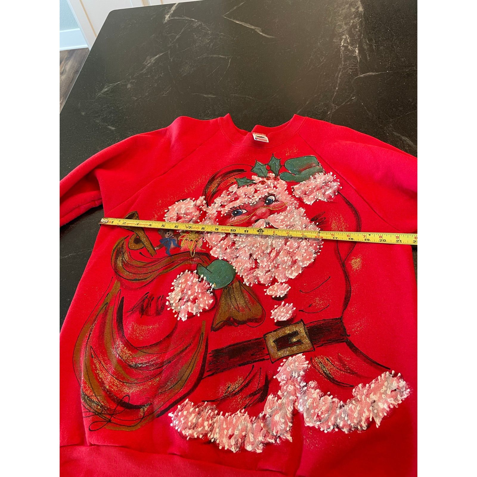 Handmade Vintage 1990's handpainted Santa Sweatshirt LG Christmas Size L / US 10 / IT 46 - 8 Thumbnail