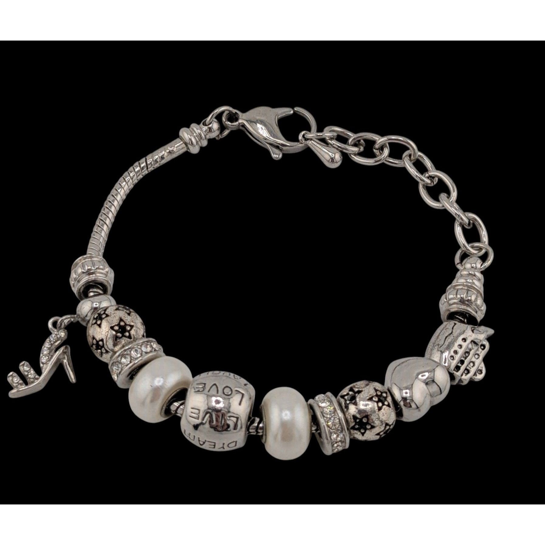 Other Elegant Glam European Beaded Charm Bracelet Size ONE SIZE - 1 Thumbnail
