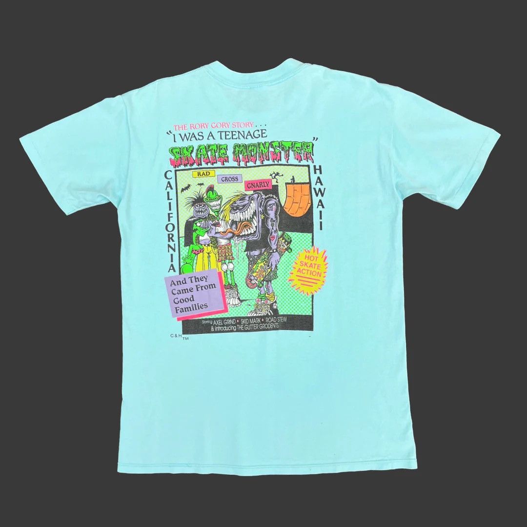 Vintage C&H Monsters Skateboards 1980 80s USA Made Skate T-Shirt Size US L / EU 52-54 / 3 - 1 Thumbnail