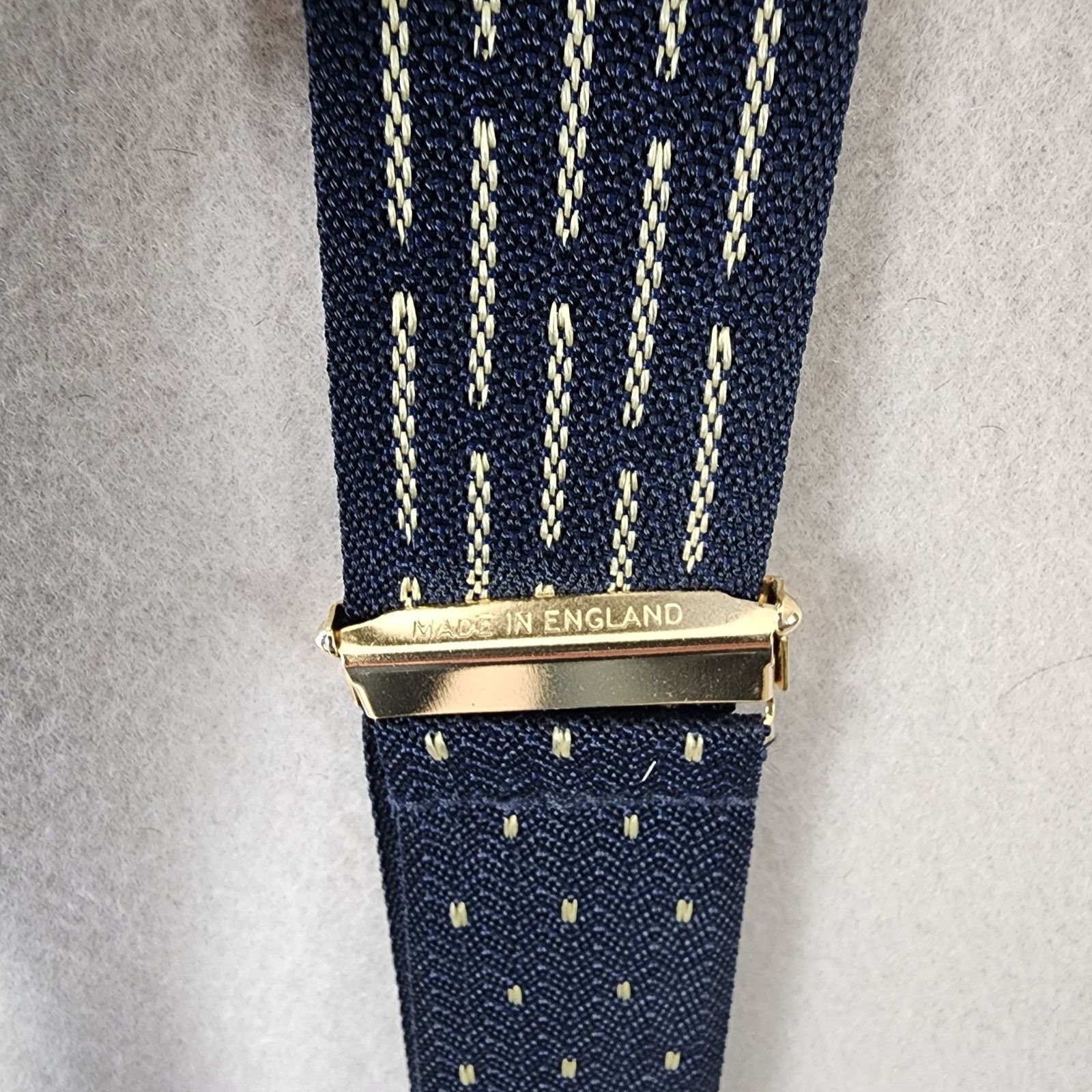 Other Men's Suspenders Blue w/White Dots Adjustable Leather Size ONE SIZE - 3 Thumbnail