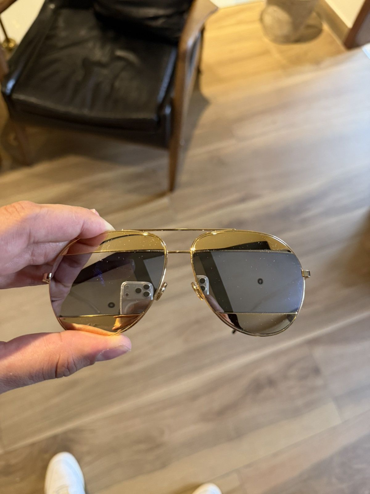 Dior Dior DiorSplit1 Aviator Sunglasses - Gold / Gold Mirror Size ONE SIZE - 8 Thumbnail