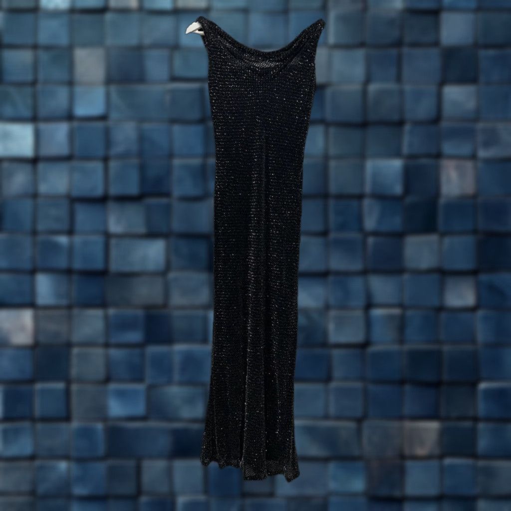 Vintage Women Barbara Katz Designer Gunmetal Sequin Formal Gown LongDress Size 6 Sequin Accents Ball Gown Long Sleeve Vintage Size M / US 6-8 / IT 42-44 - 1 Thumbnail
