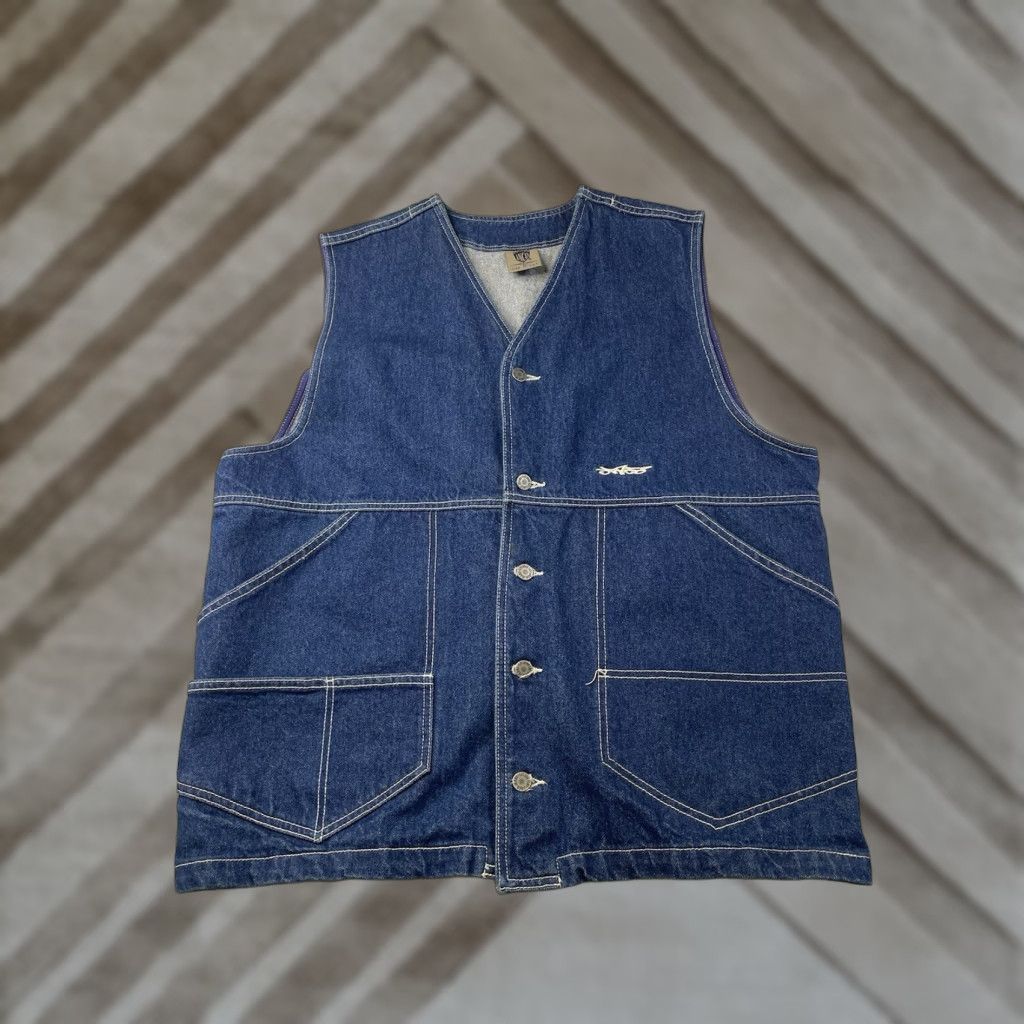 JNCO VINTAGE JNCO Vest Denim Sleeveless Button Baggy 90s Y2K Made In USA XL Men Blue Pockets Regular Size US XL / EU 56 / 4 - 1 Thumbnail