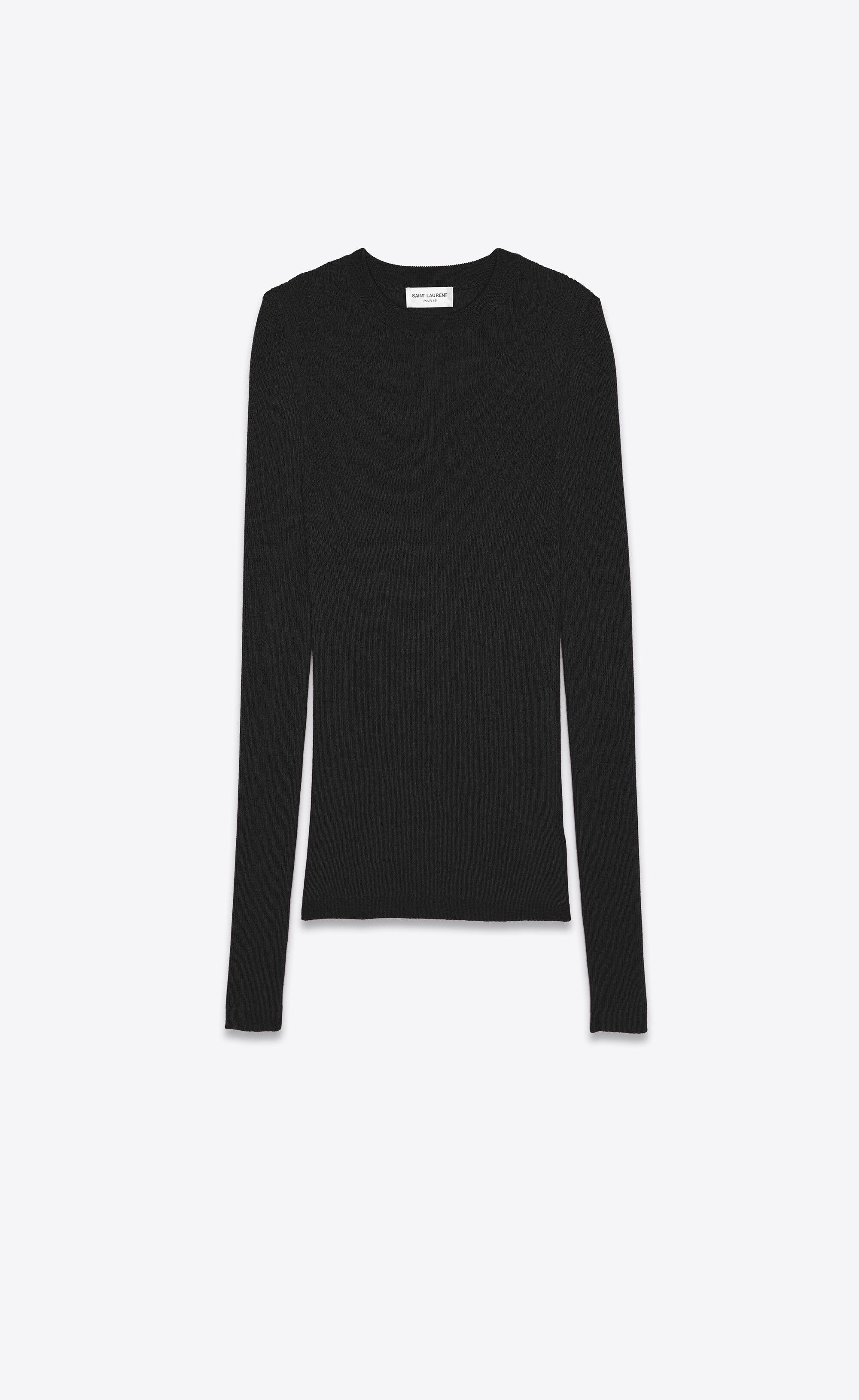 Saint Laurent Paris o1s1wg111224 Ribbed Crewneck Sweater Cashmere, Wool Silk Size M / US 6-8 / IT 42-44 - 1 Thumbnail
