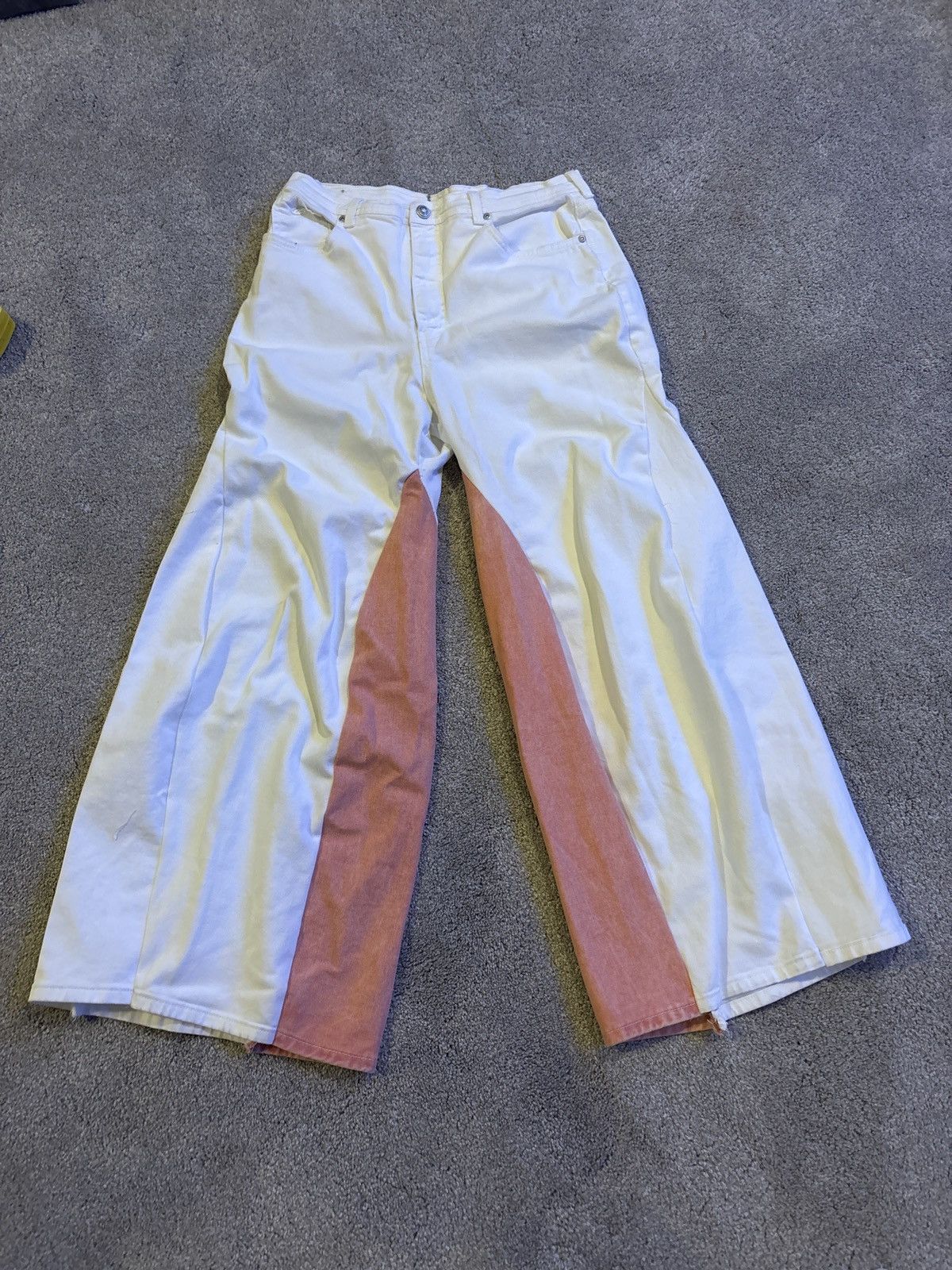 Other White and pink custom sewn flared demin Size US 31 - 1 Thumbnail