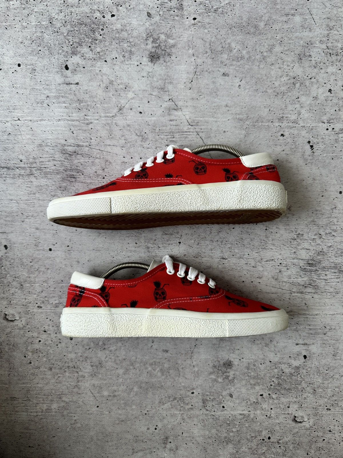 Saint Laurent Paris Saint Laurent Red Pineapple Scull Print Sneakers Size US 8.5 / IT 38.5 - 5 Thumbnail
