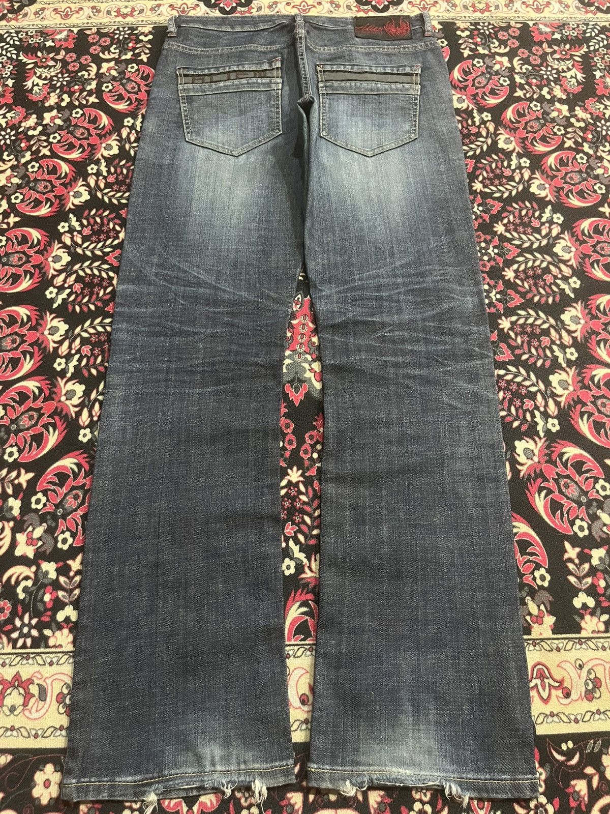 If Six Was Nine Vintage Japanese Brand Alien Lucifer Dark Blue Whisker Jeans Size US 34 / EU 50 - 2 Thumbnail
