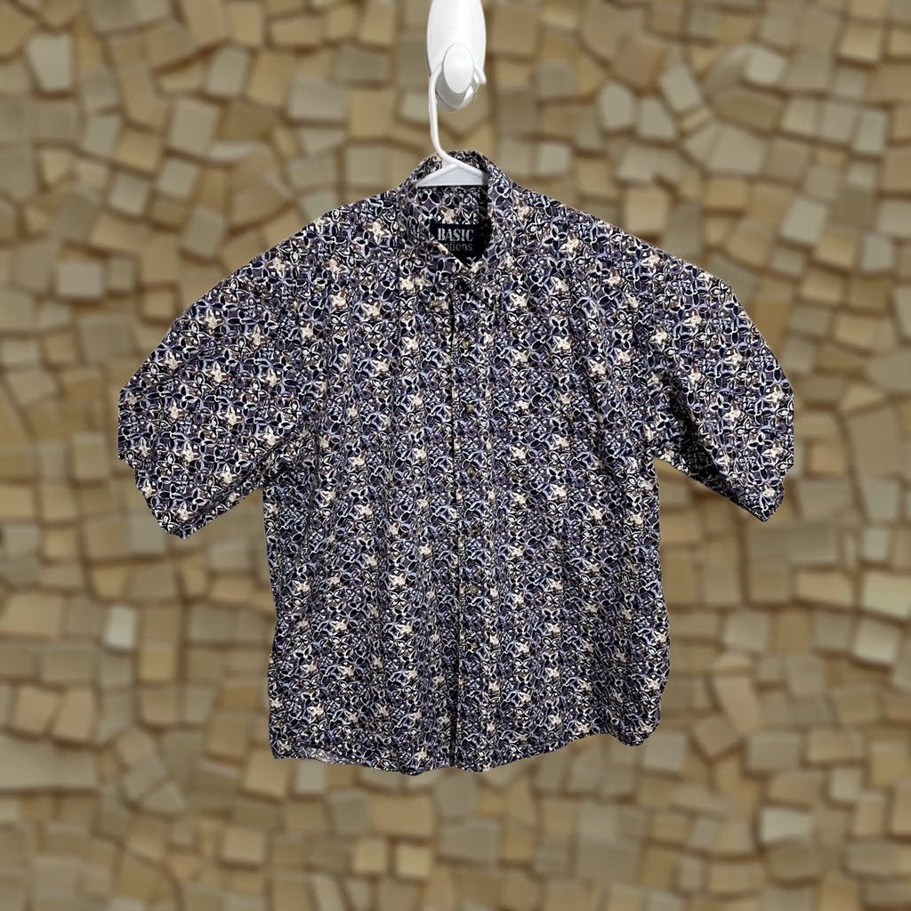 Vintage VINTAGE Basic Options Shirt Men's M Purple Floral Hawaiian Short Sleeve Size US M / EU 48-50 / 2 - 1 Thumbnail