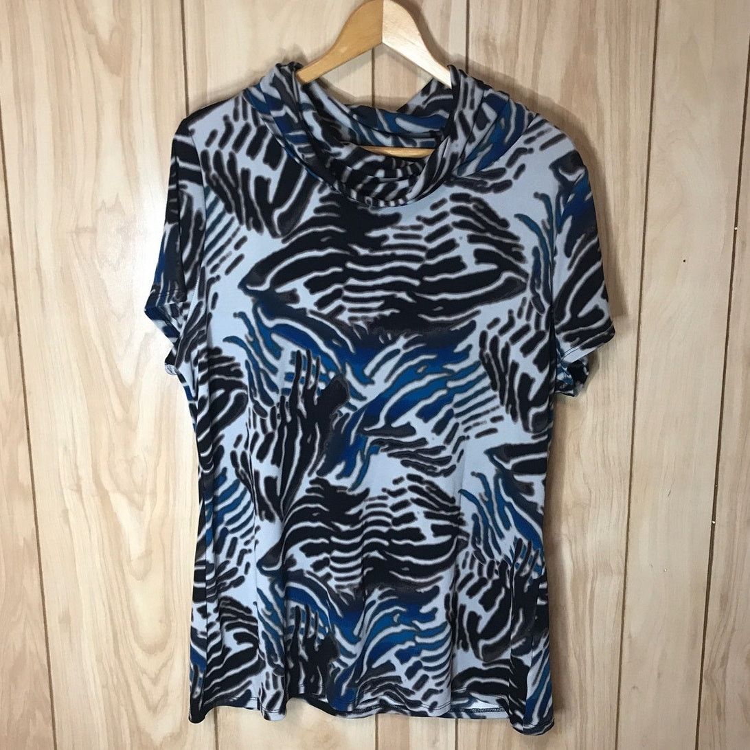 Other East 5th Zebra Stretch Turtleneck Short Sleeve Blouse XL Size XL / US 12-14 / IT 48-50 - 1 Thumbnail